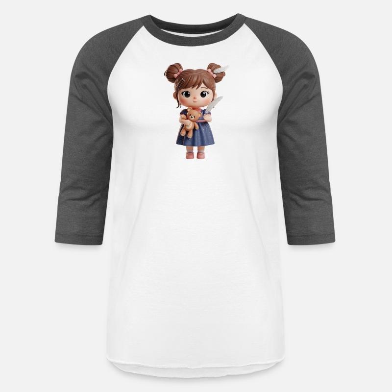 Whimsical Girl with Feather and Teddy Bear