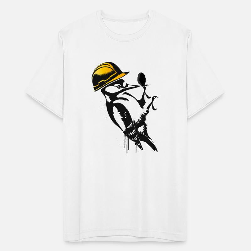 Woodpecker with hard hat - Humorous stencil design