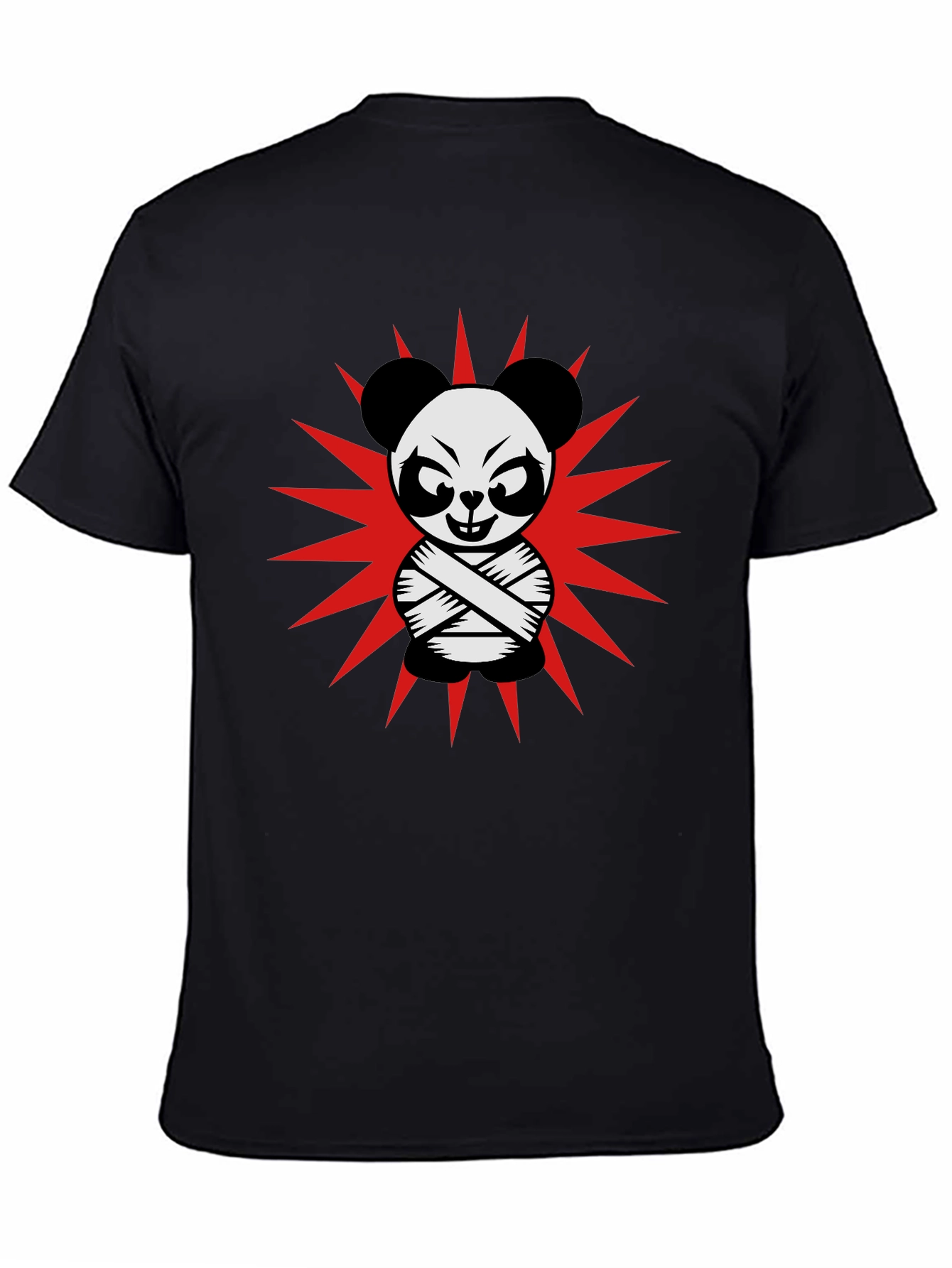 Crazy Panda T-Shirt - Black Cotton Graphic Tee