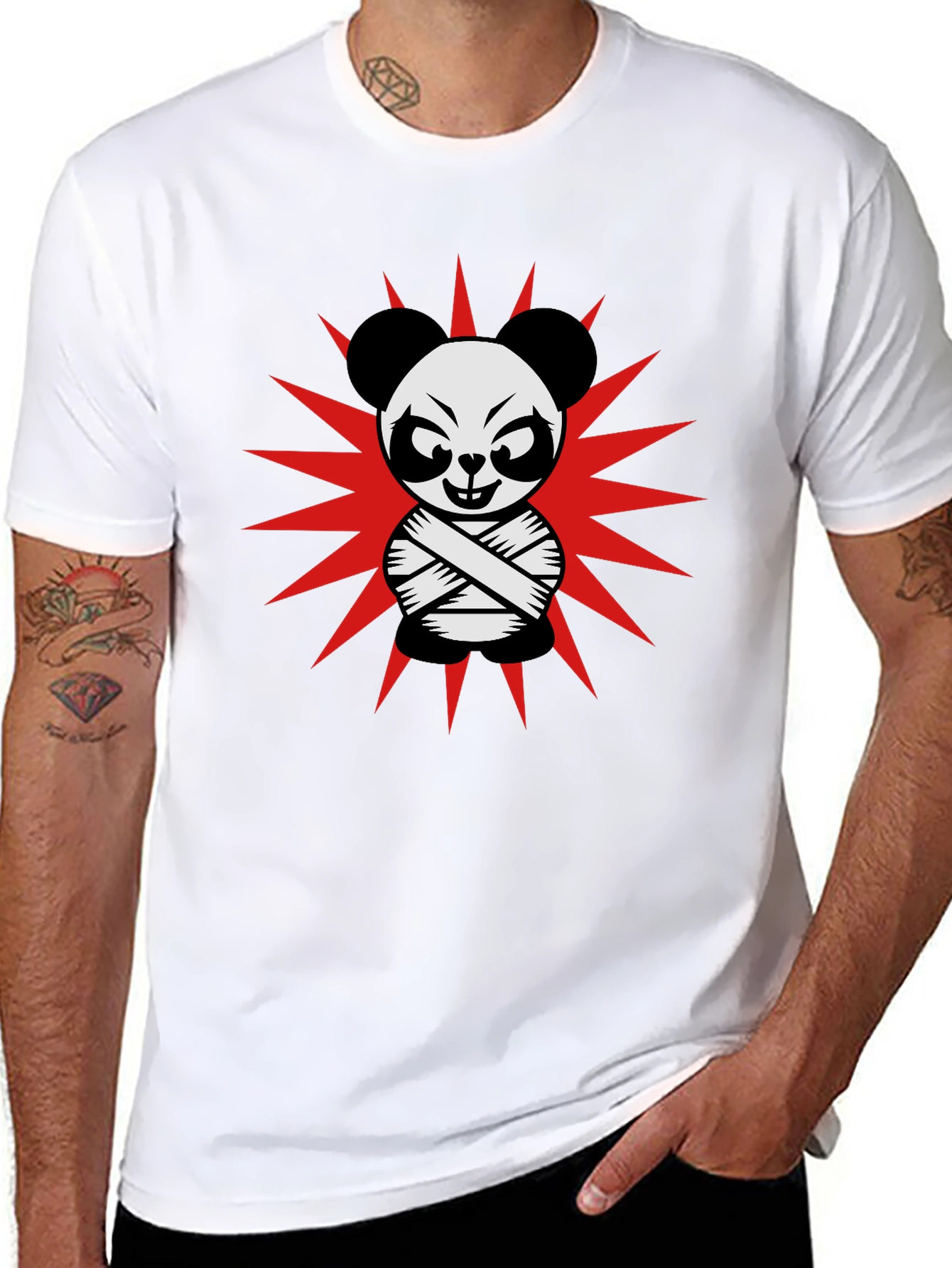Crazy Panda T-Shirt - Black Cotton Graphic Tee