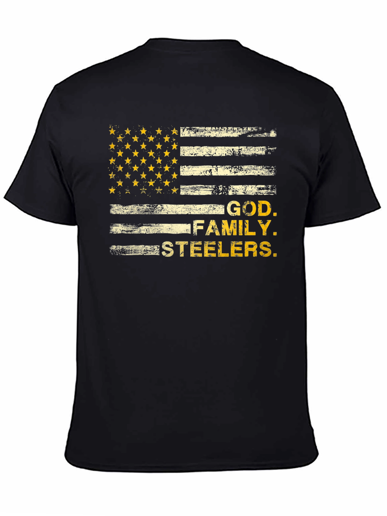 God Family Steelers American Flag T-Shirt