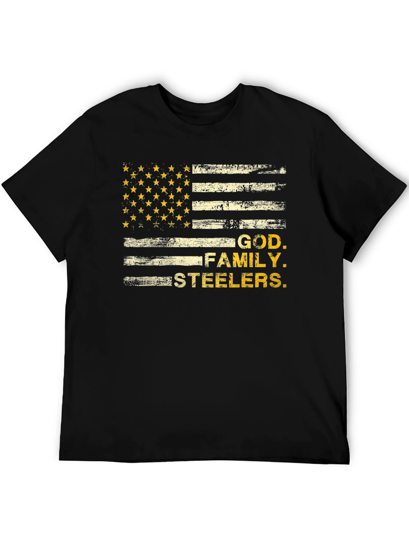 God Family Steelers American Flag T-Shirt
