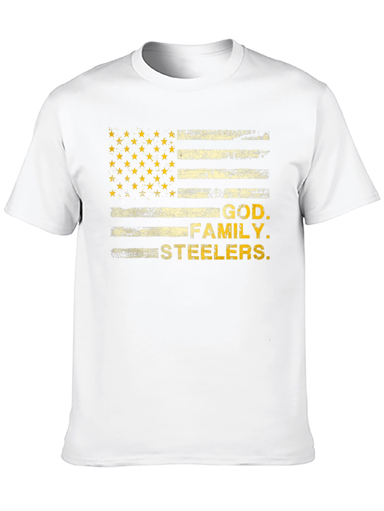 God Family Steelers American Flag T-Shirt