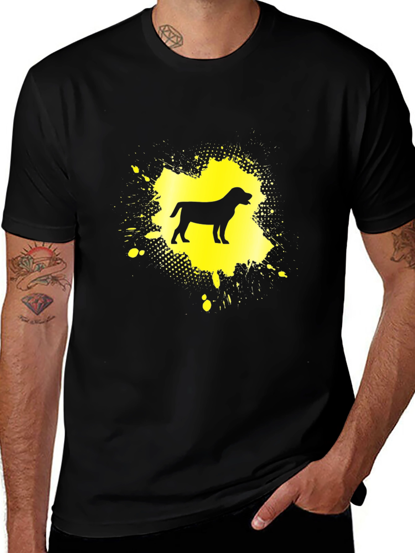 Dog Silhouette Graphic Tee - Black Cotton