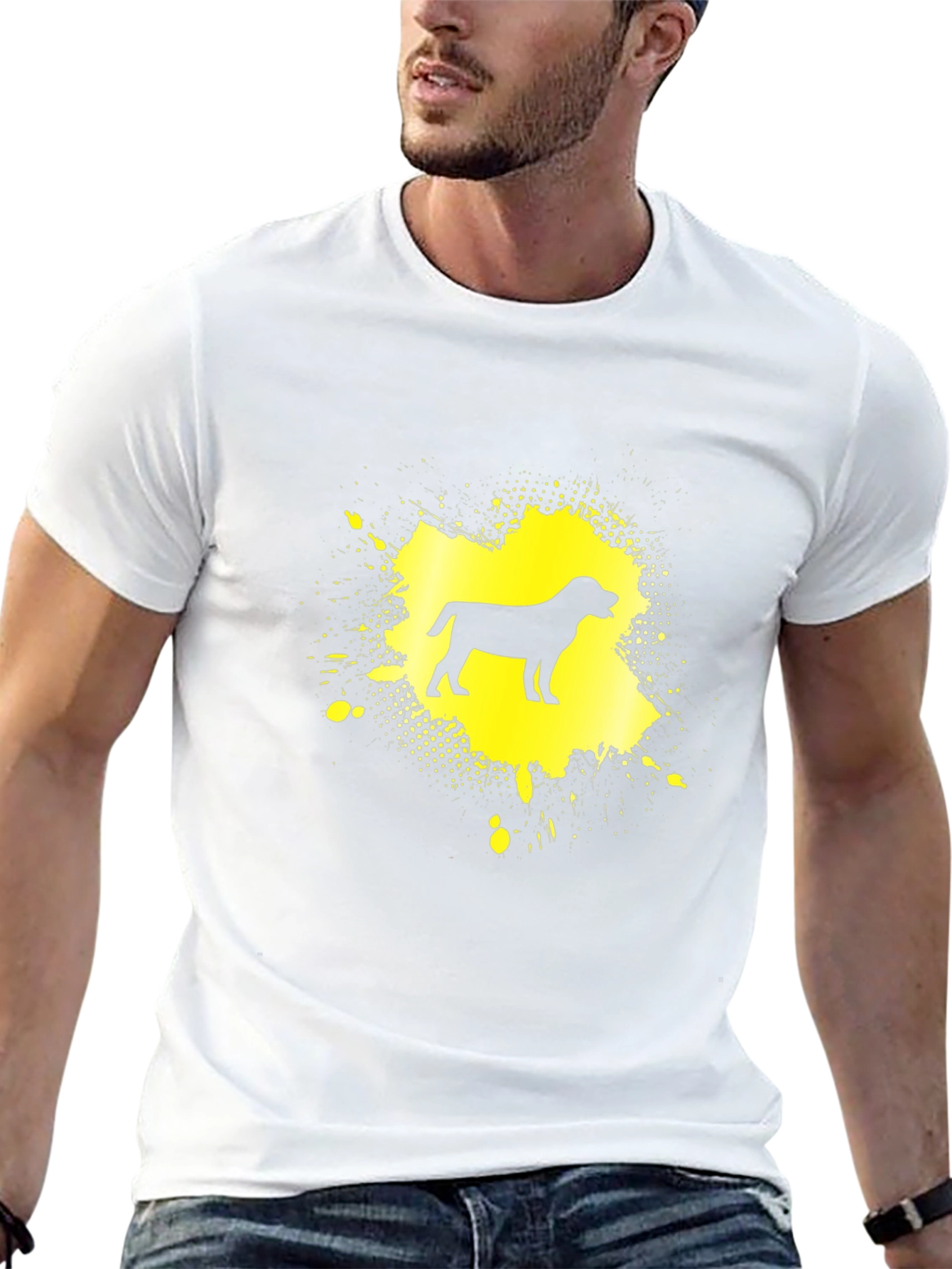 Dog Silhouette Graphic Tee - Black Cotton