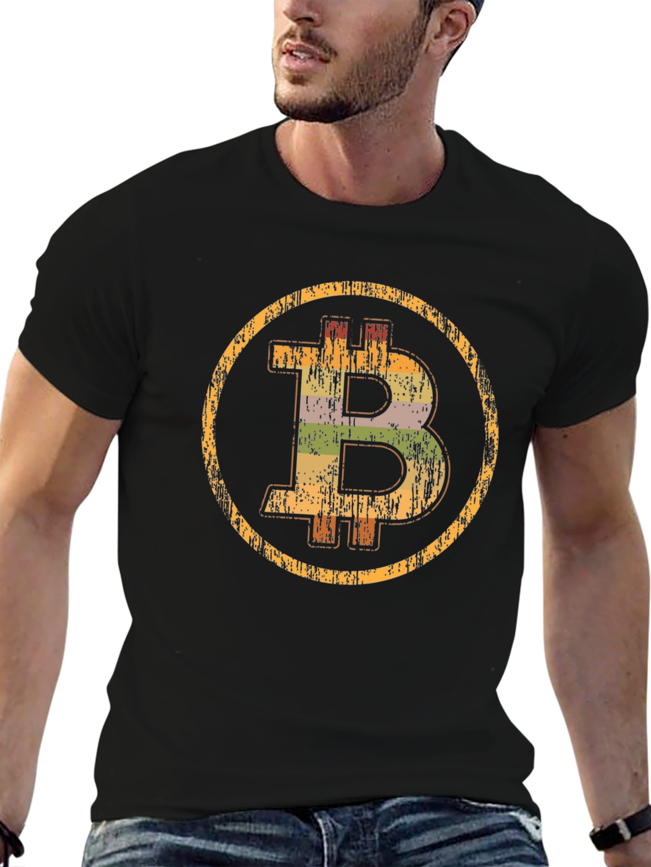 Bitcoin Distressed Graphic Tee - Crypto Currency Shirt