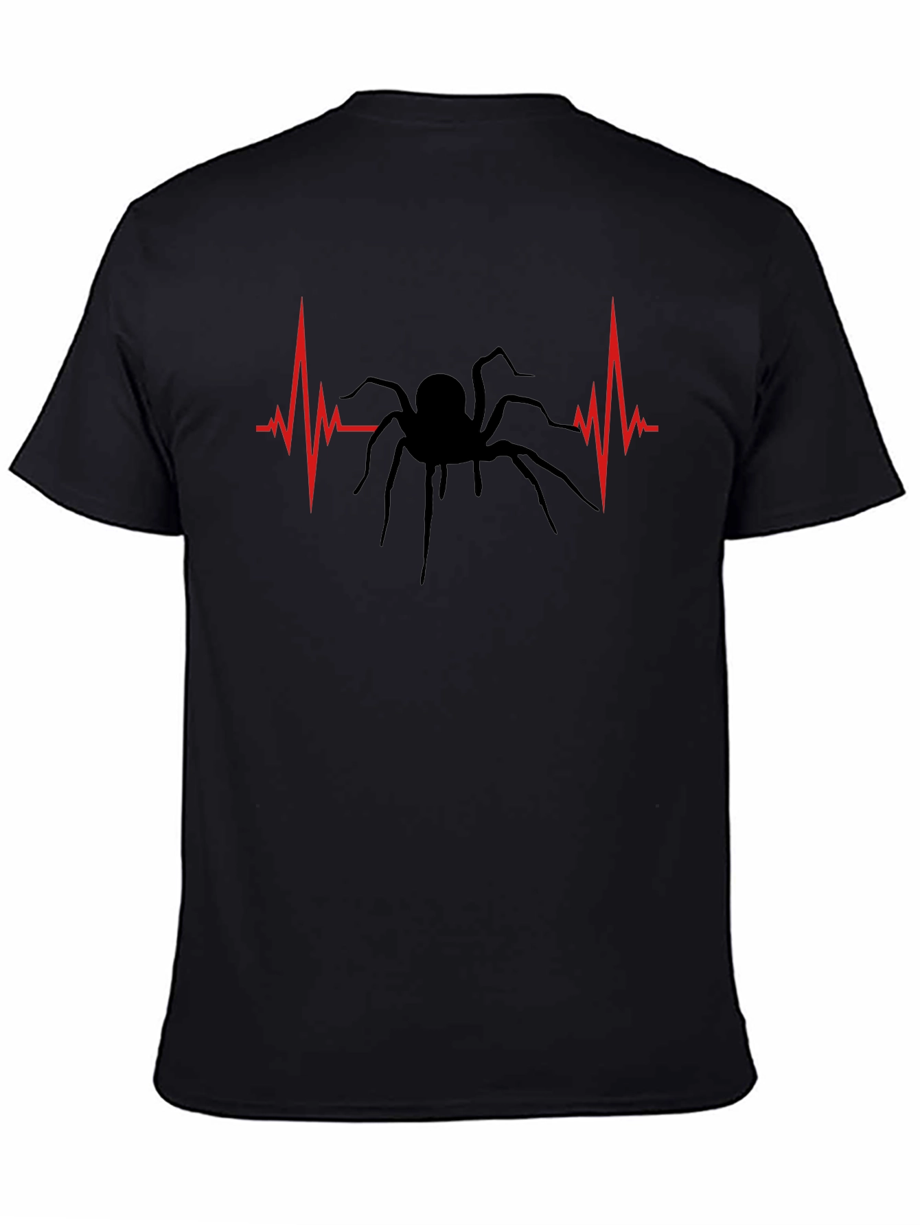Spider Heartbeat Graphic Tee - Black Cotton T-Shirt