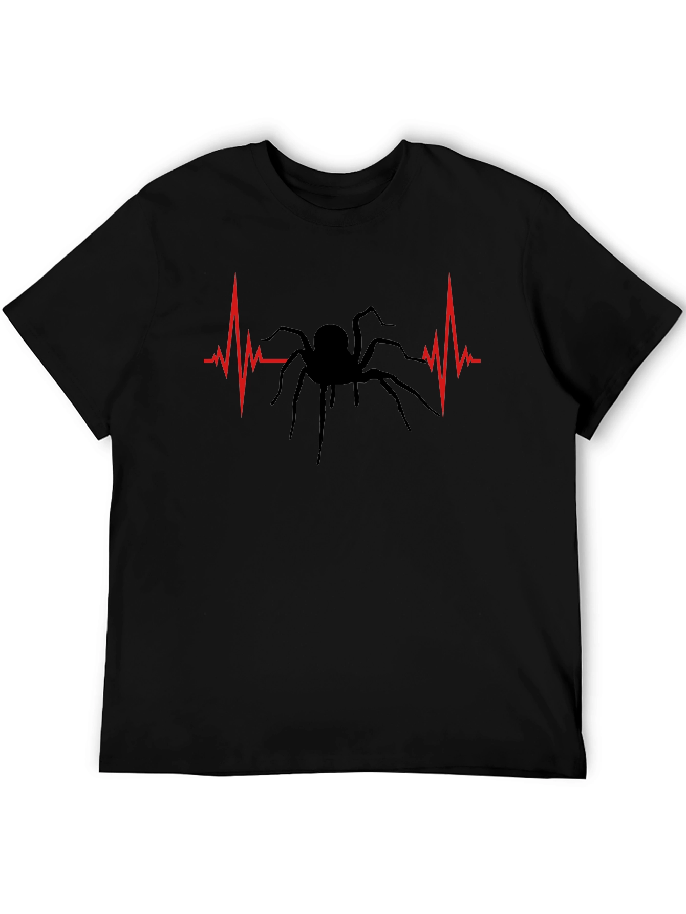 Spider Heartbeat Graphic Tee - Black Cotton T-Shirt