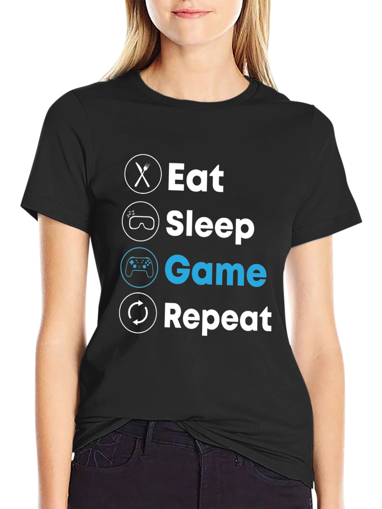 Eat Sleep Game Repeat T-Shirt - Gamer Lifestyle Tee