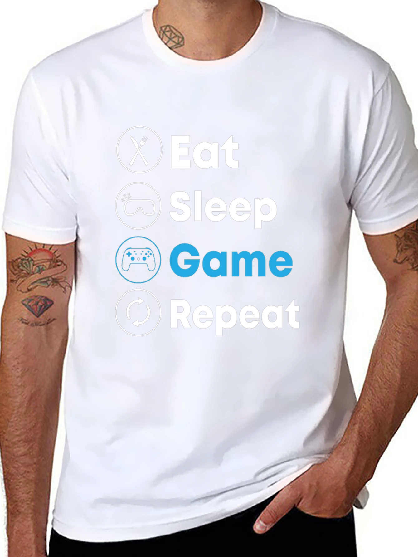 Eat Sleep Game Repeat T-Shirt - Gamer Lifestyle Tee