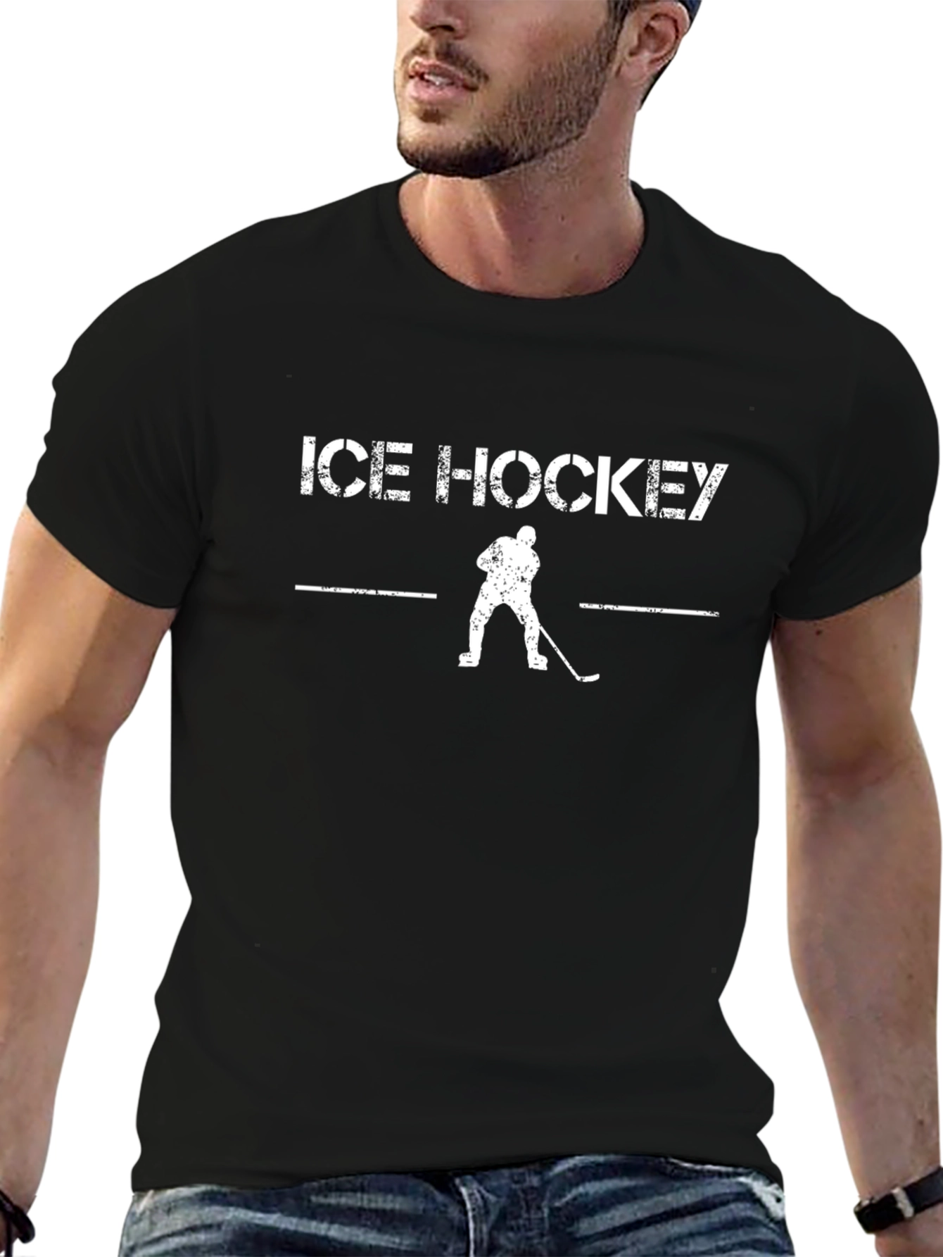 Ice Hockey Graphic T-Shirt - Black