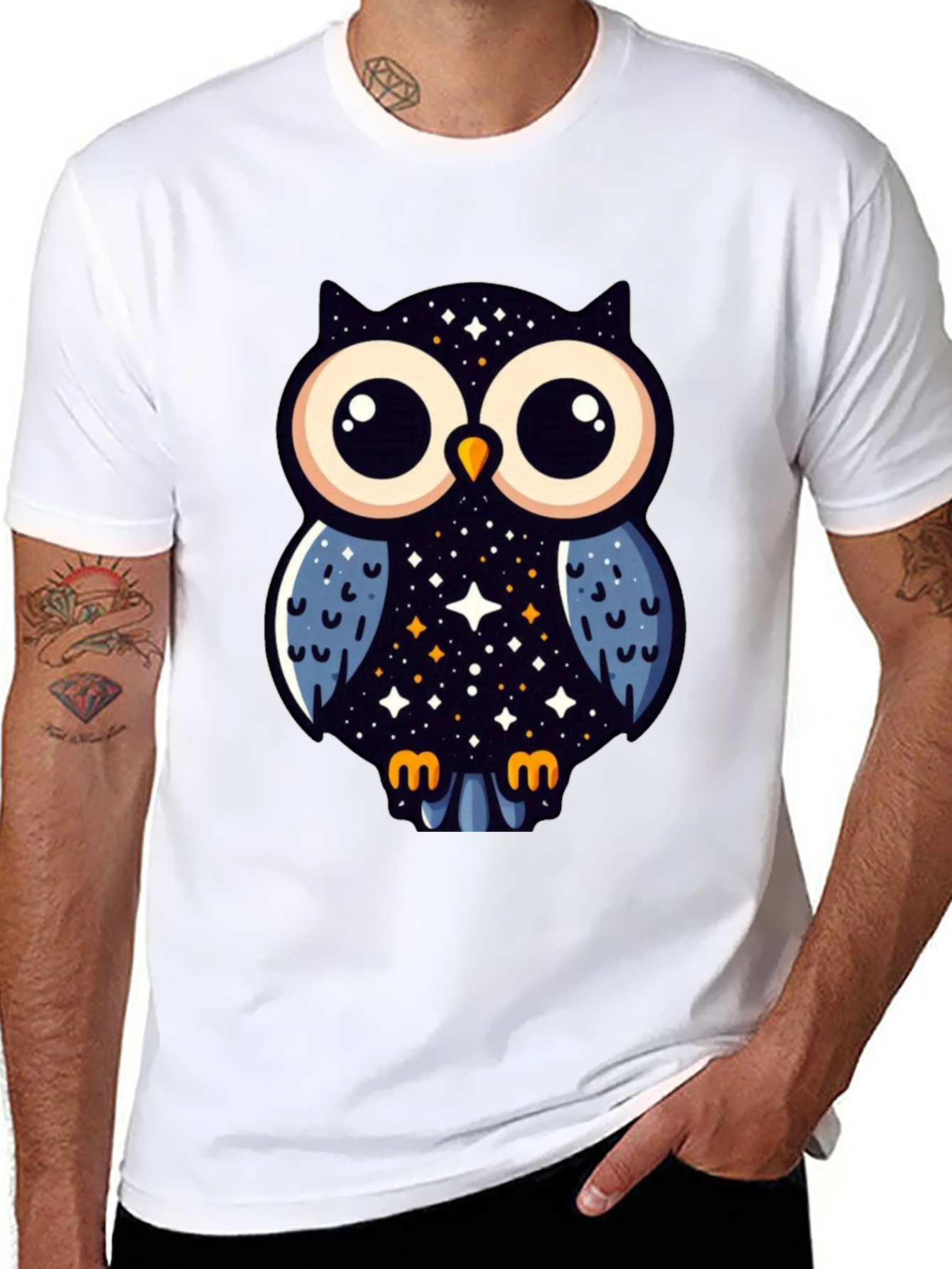 Cosmic Owl Graphic Tee - Mens Black T-Shirt