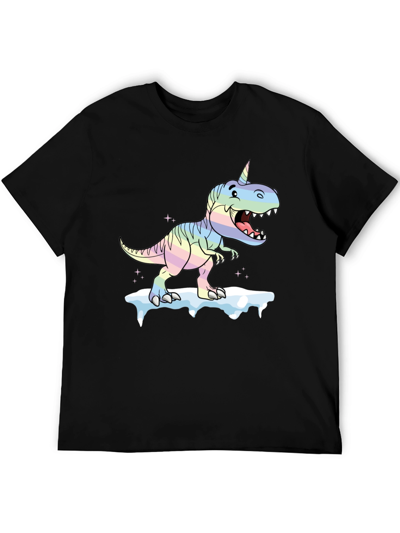 Unicorn Dinosaur Graphic Black T-Shirt