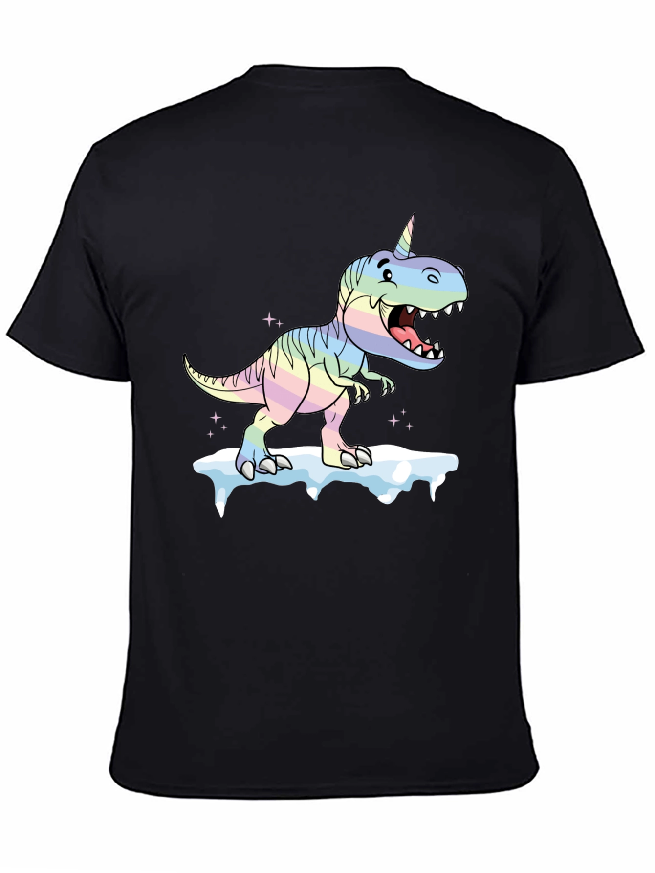 Unicorn Dinosaur Graphic Black T-Shirt