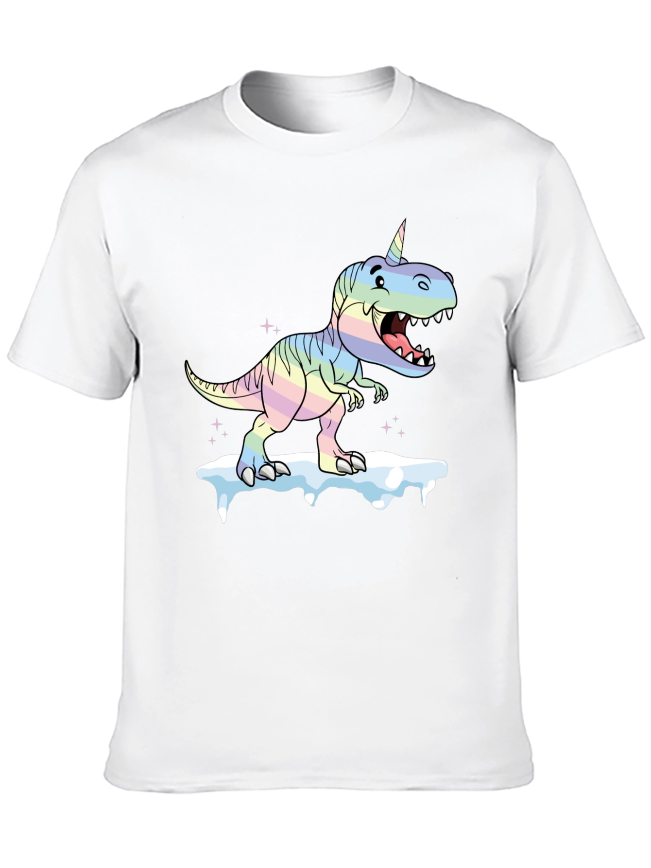 Unicorn Dinosaur Graphic Black T-Shirt