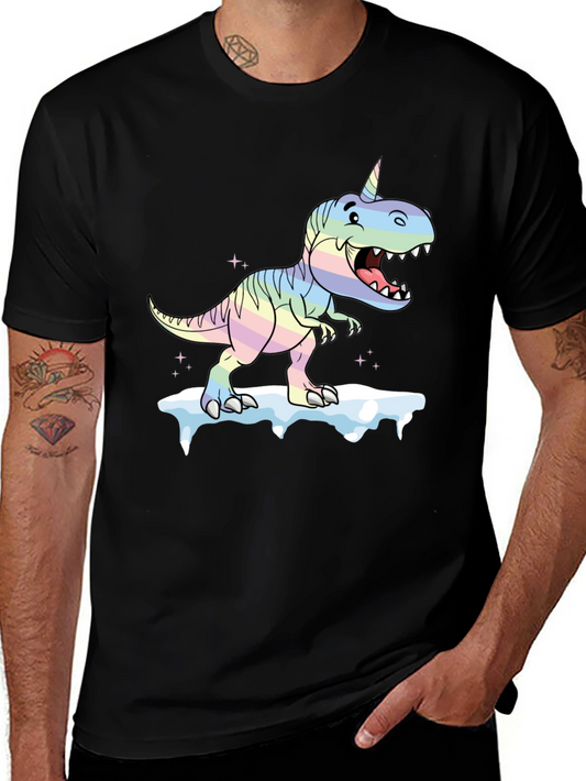 Unicorn Dinosaur Graphic Black T-Shirt