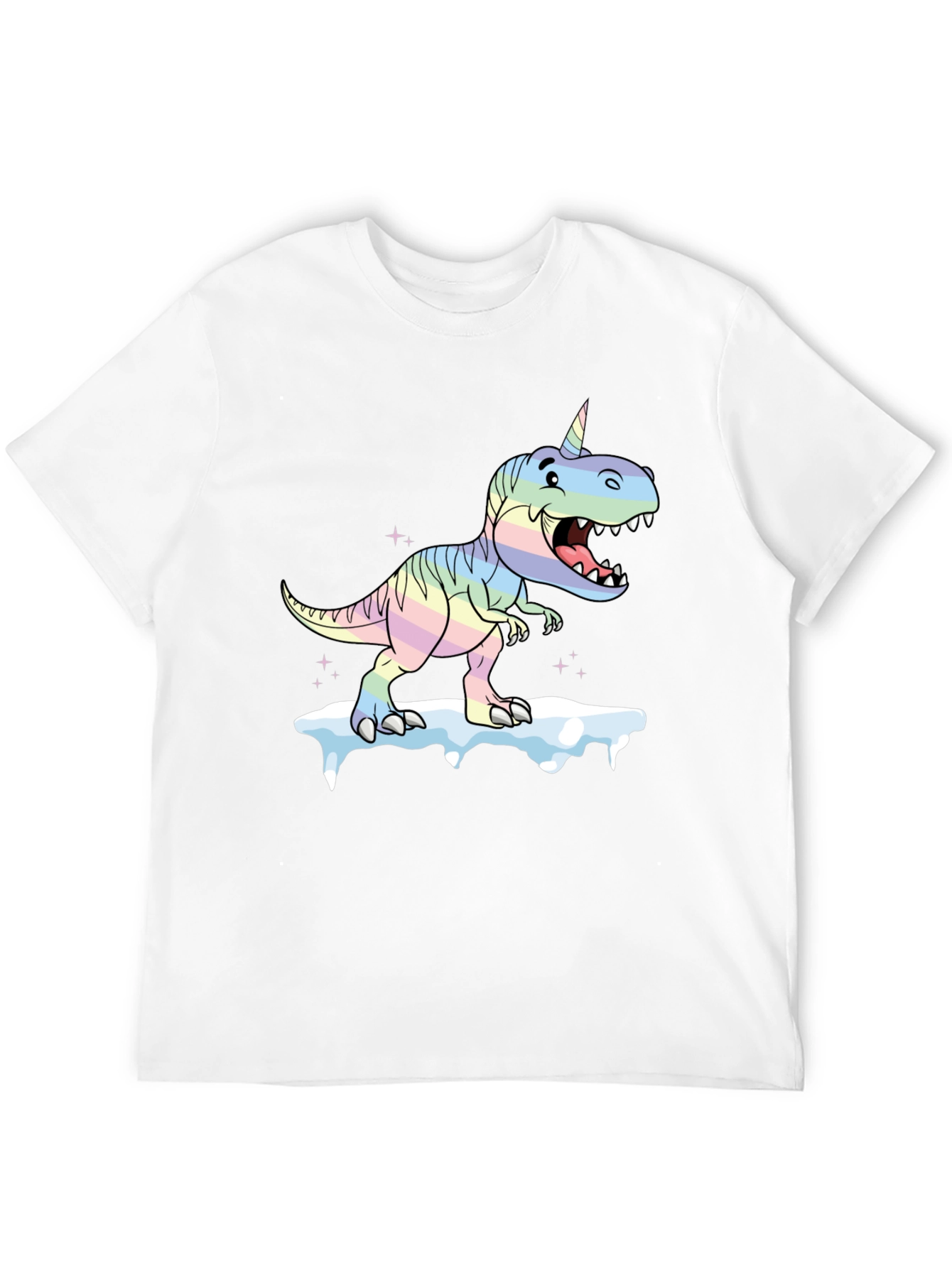 Unicorn Dinosaur Graphic Black T-Shirt