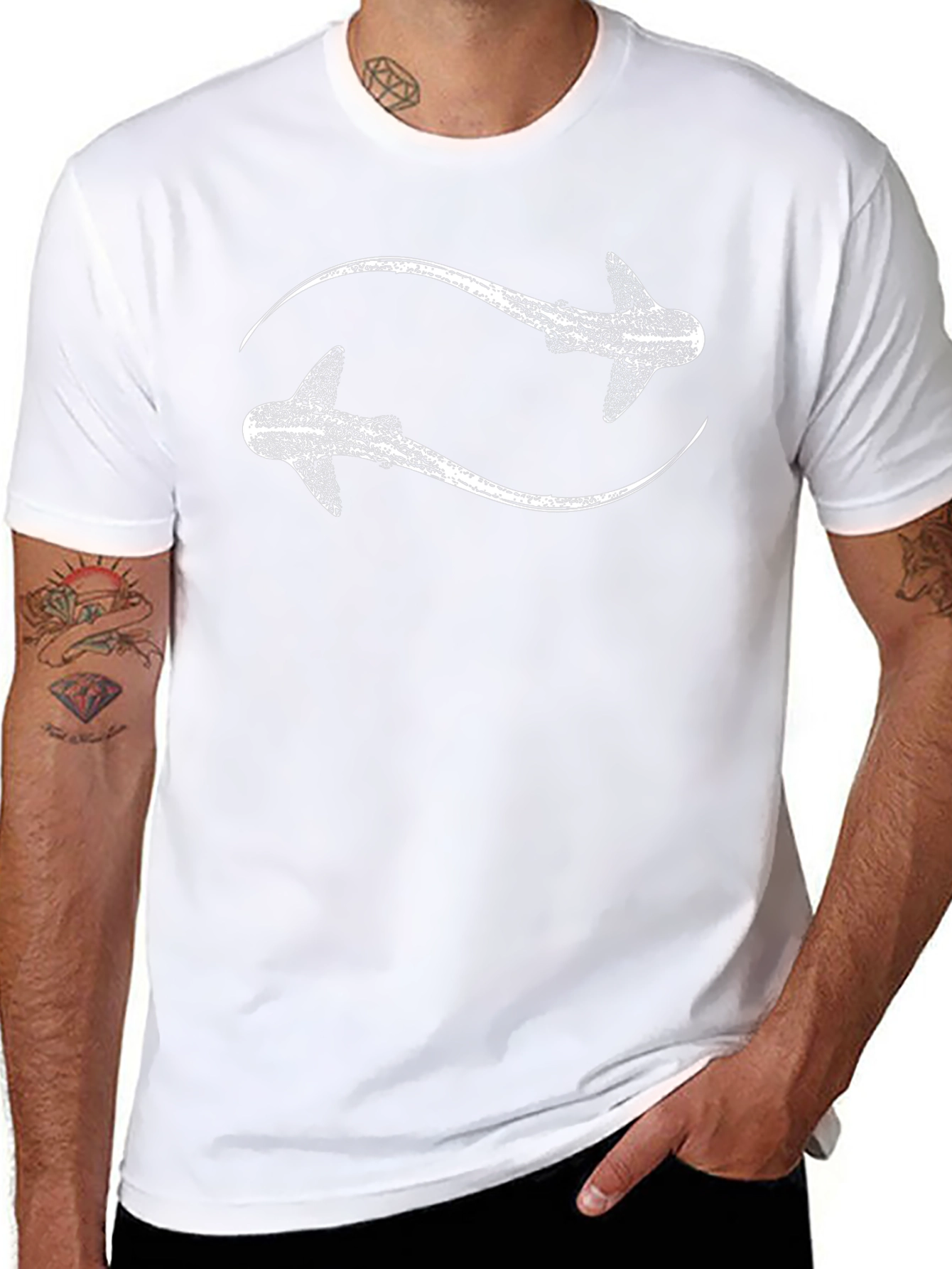 Whale Shark Yin Yang T-Shirt - Black Cotton Tee