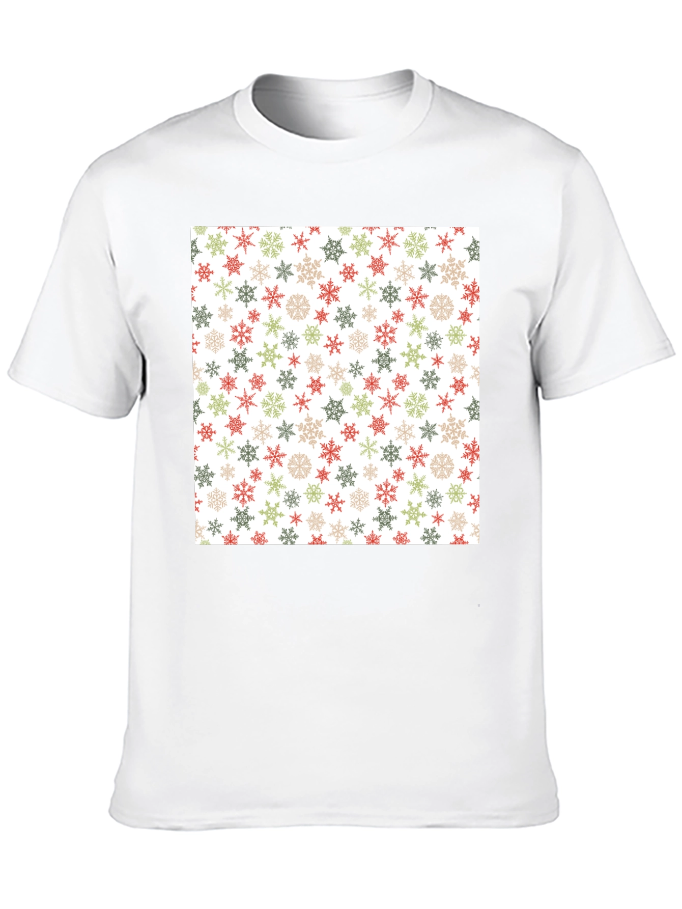 Festive Snowflake Pattern Black T-Shirt