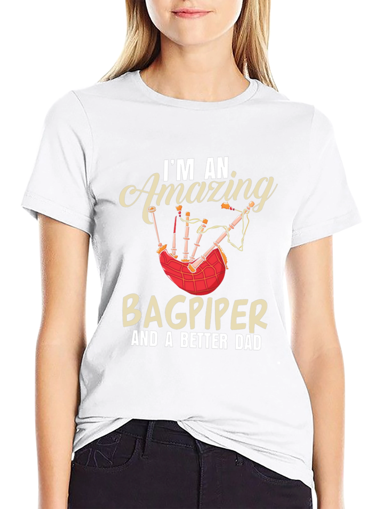 Amazing Bagpiper Dad T-Shirt - Black