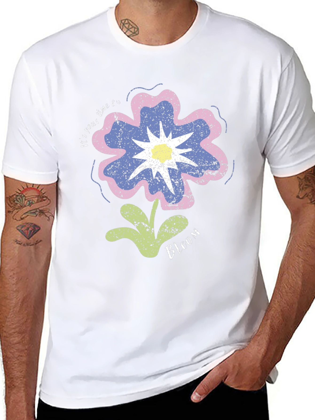Bloom Graphic Tee - Black Cotton T-Shirt