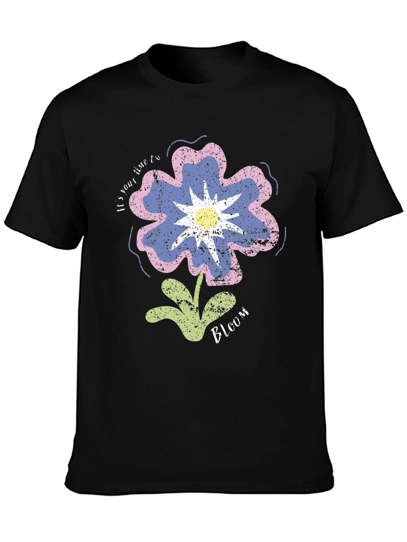 Bloom Graphic Tee - Black Cotton T-Shirt