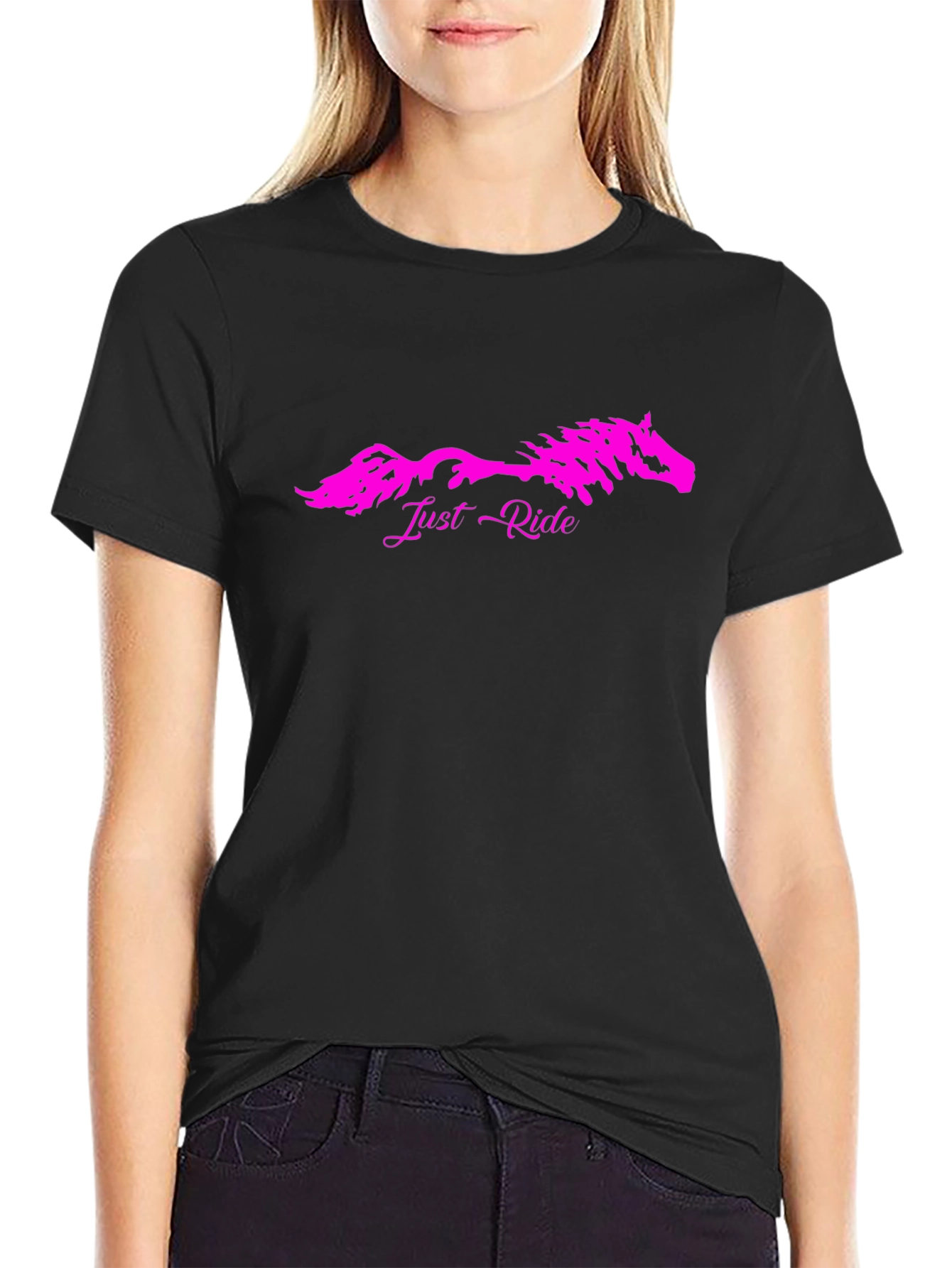 Just Ride Horse Graphic T-Shirt - Black