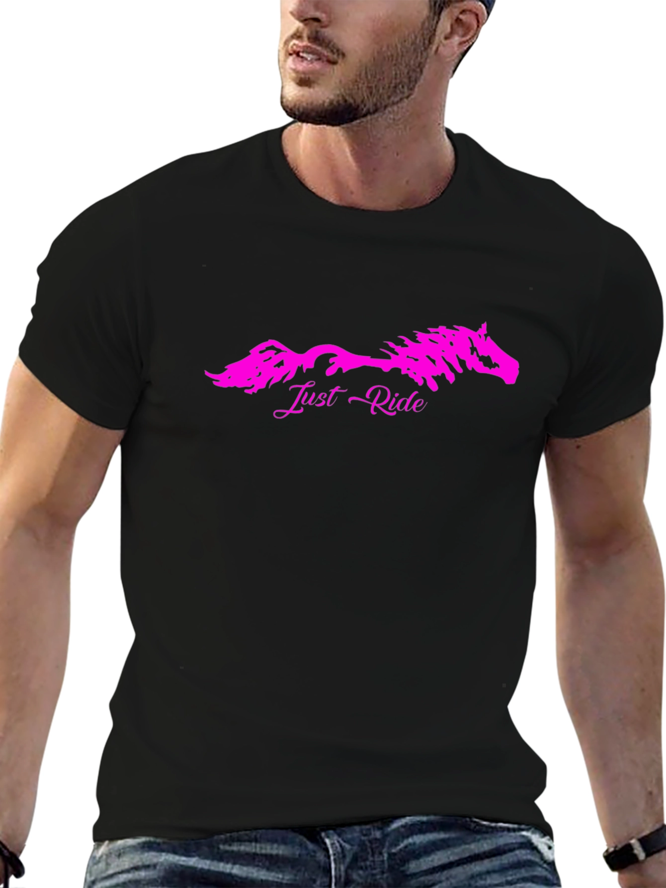 Just Ride Horse Graphic T-Shirt - Black