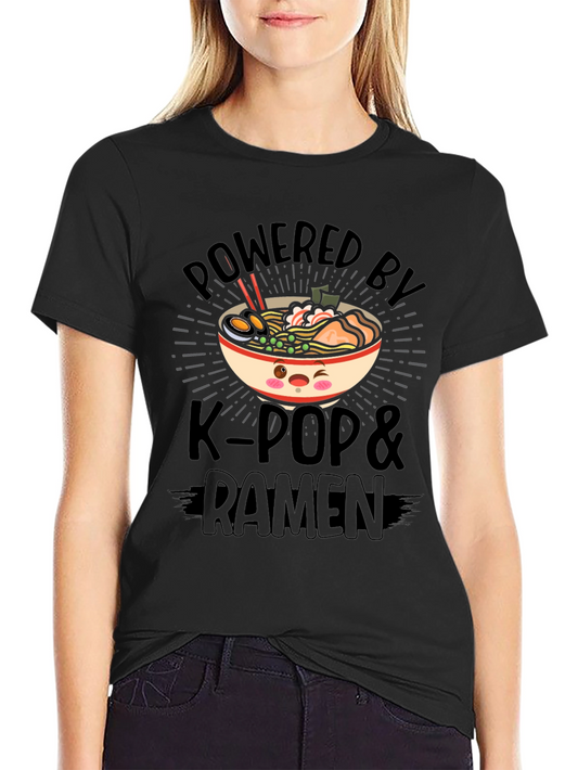 Powered By K-Pop & Ramen Black T-Shirt