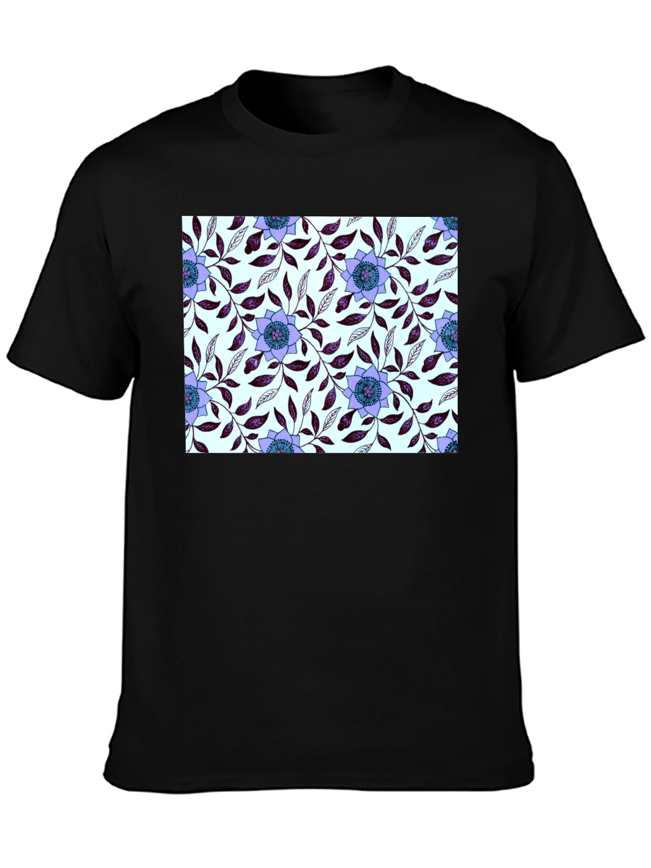 Floral Pattern Black T-Shirt