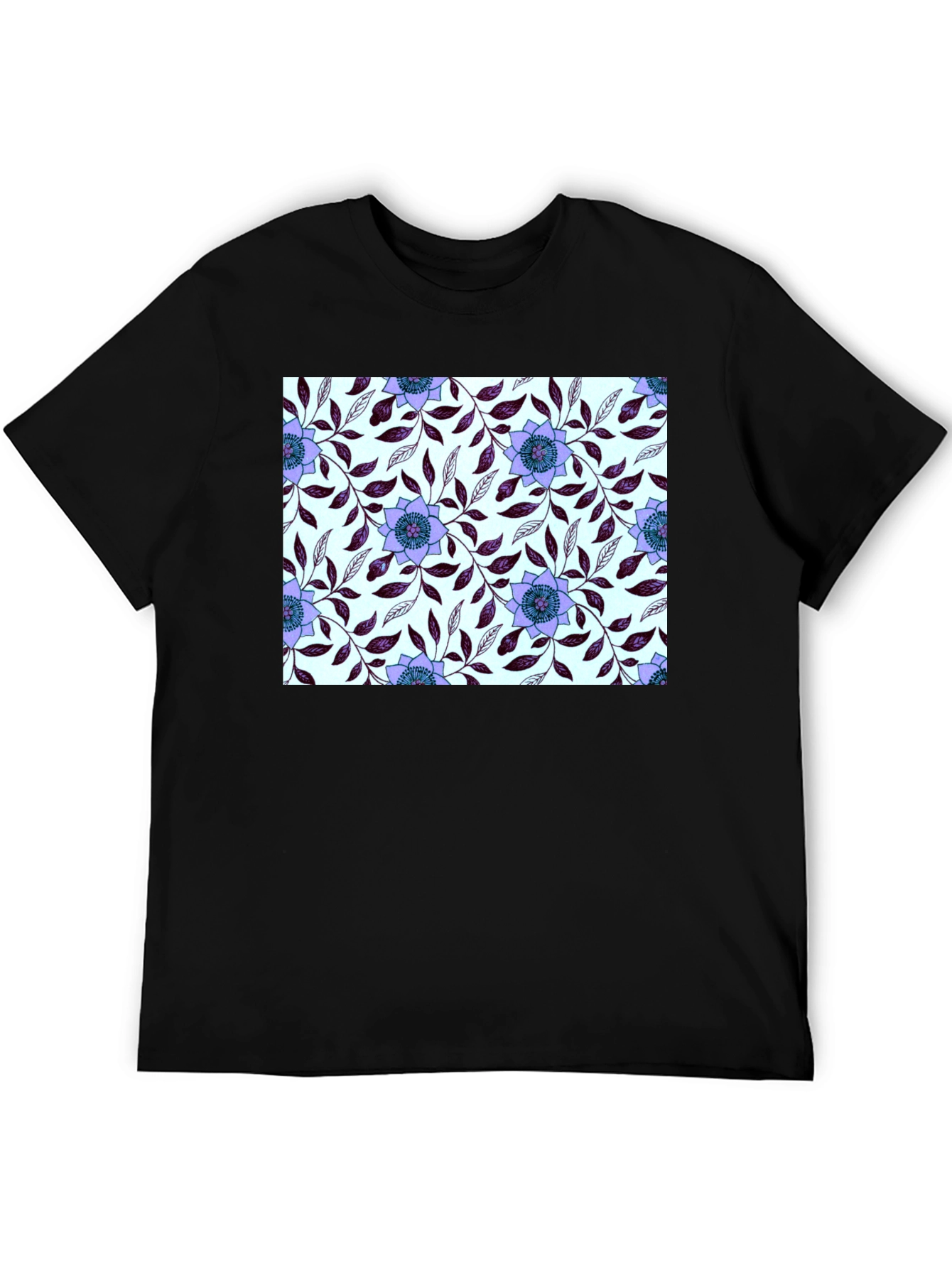 Floral Pattern Black T-Shirt