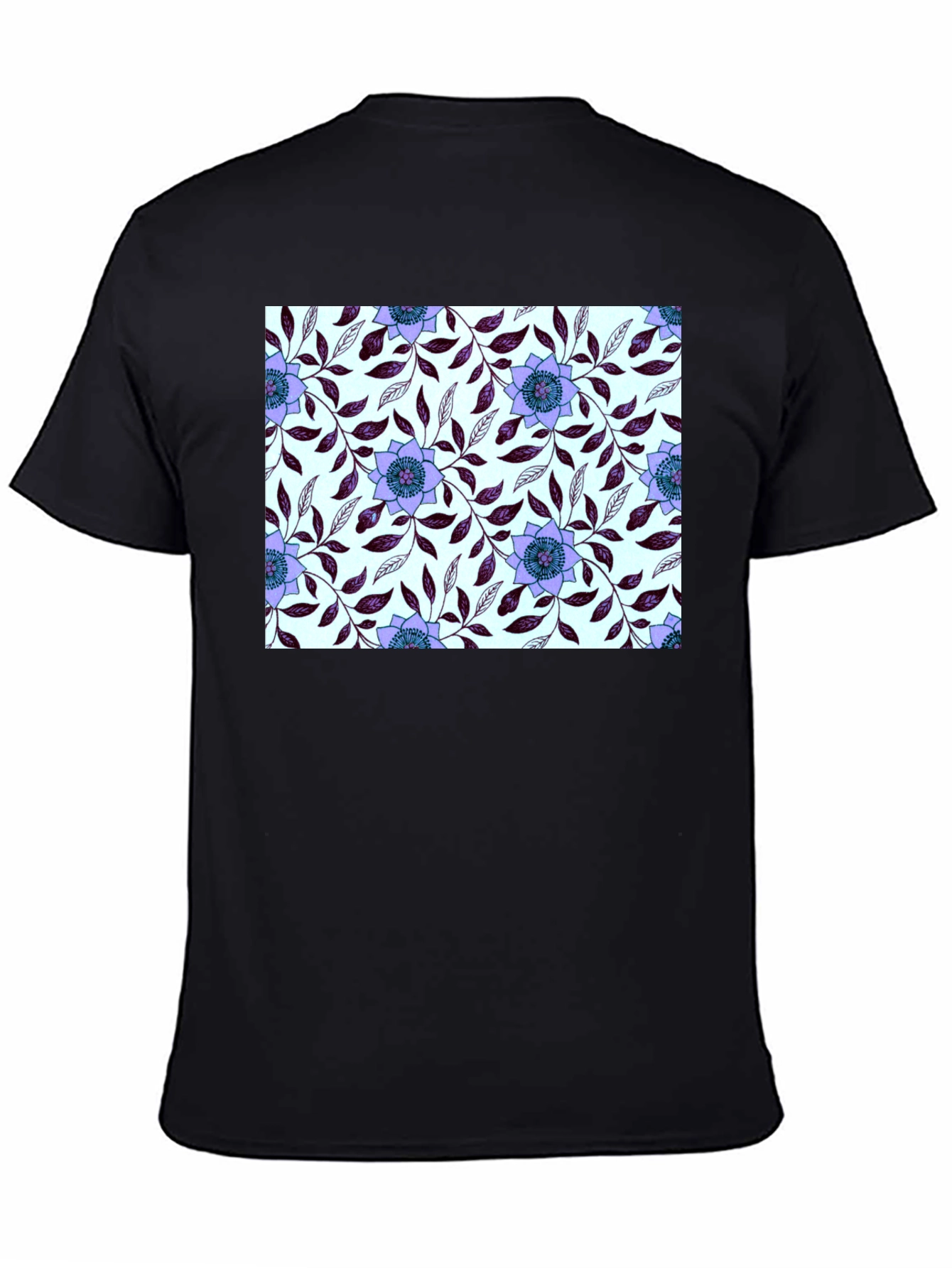 Floral Pattern Black T-Shirt
