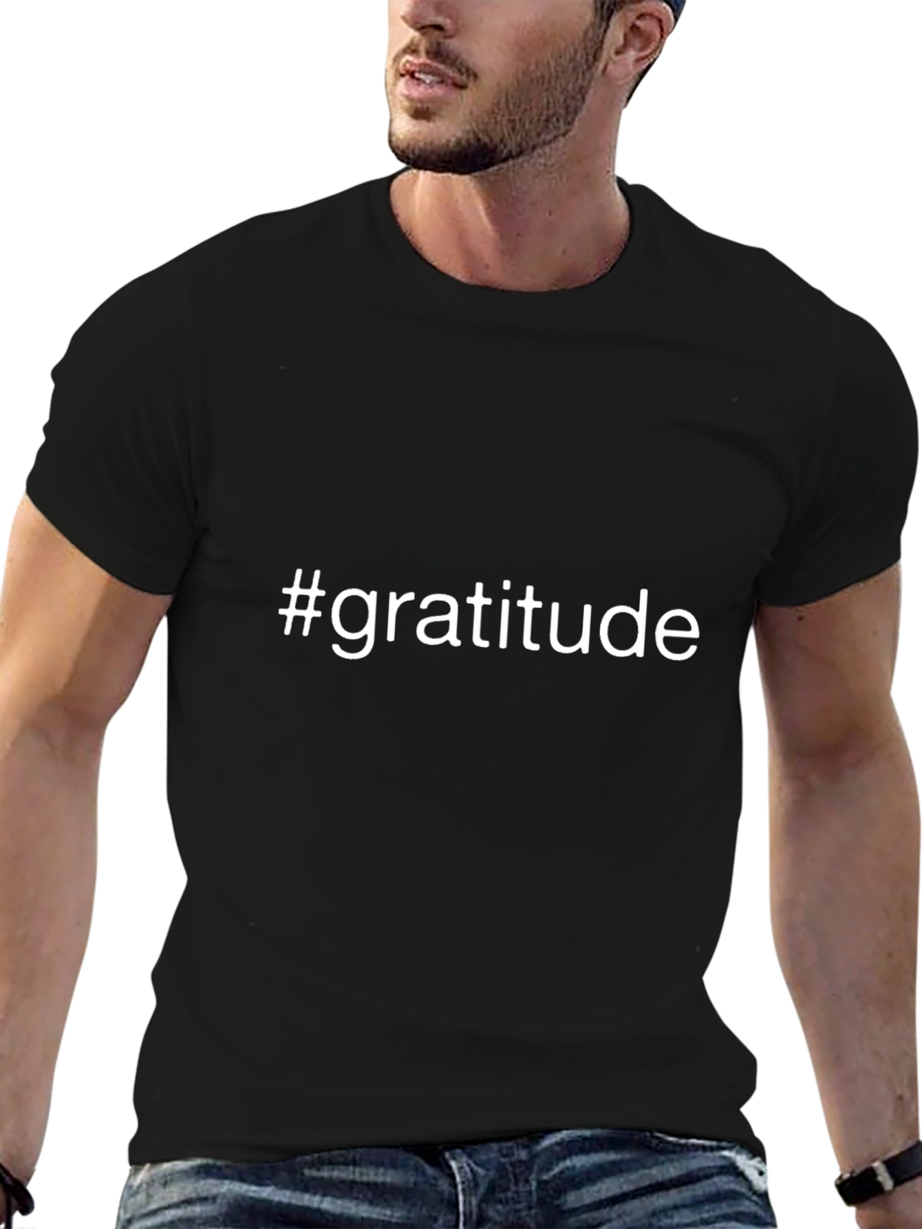 Gratitude T-Shirt - Black Casual Fit