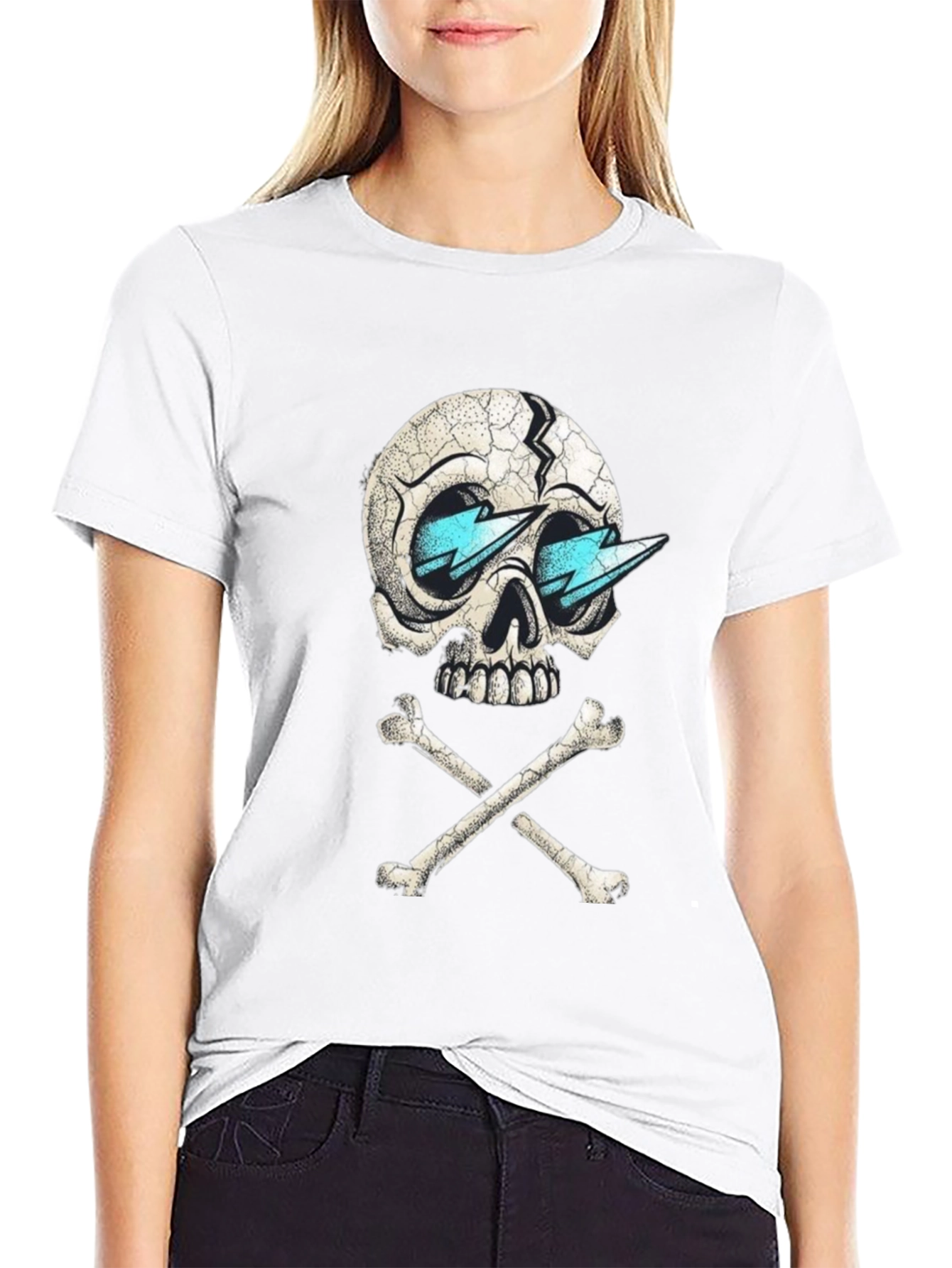 Skull & Crossbones Lightning Bolt Sunglasses Graphic Tee