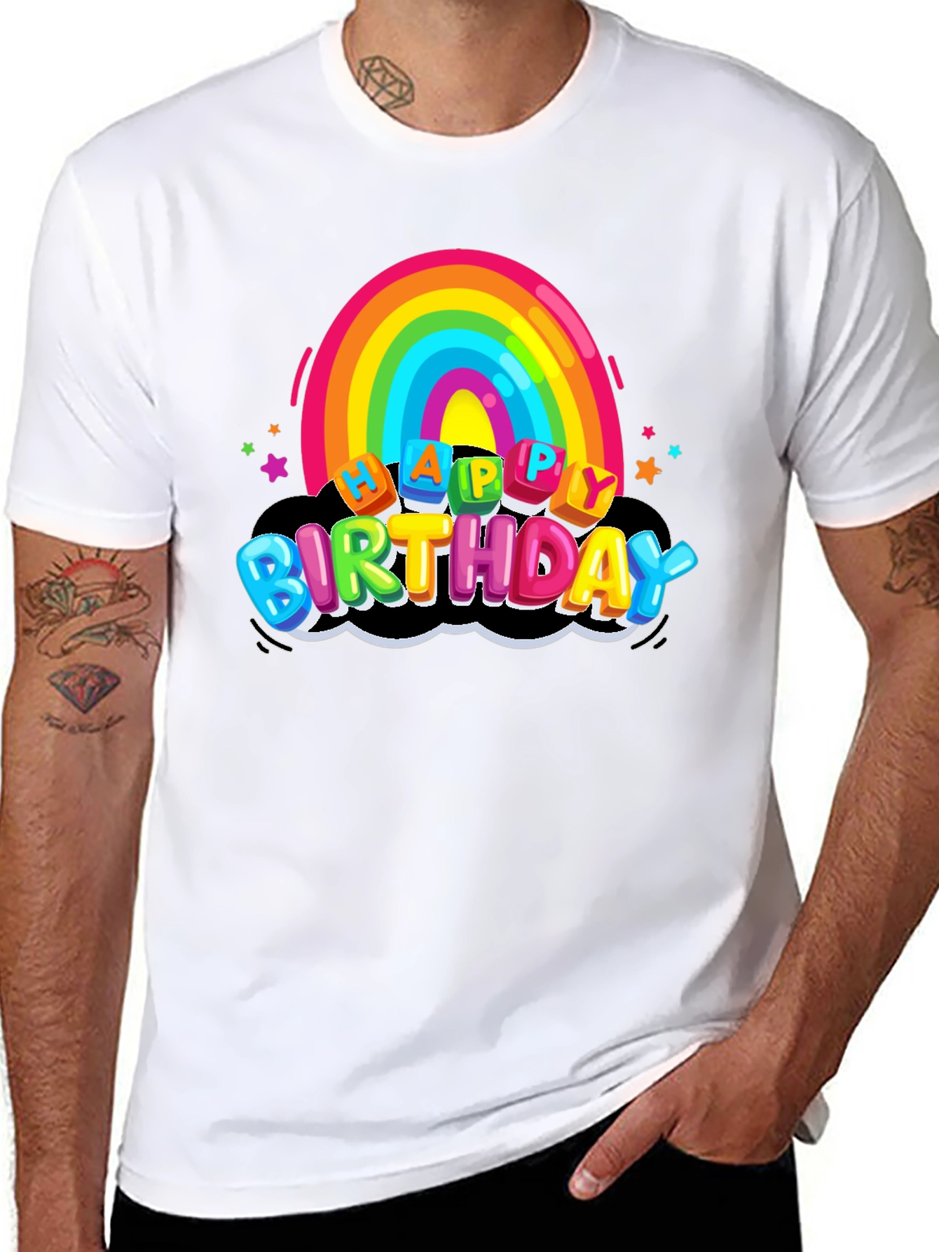 Rainbow Happy Birthday Graphic T-Shirt