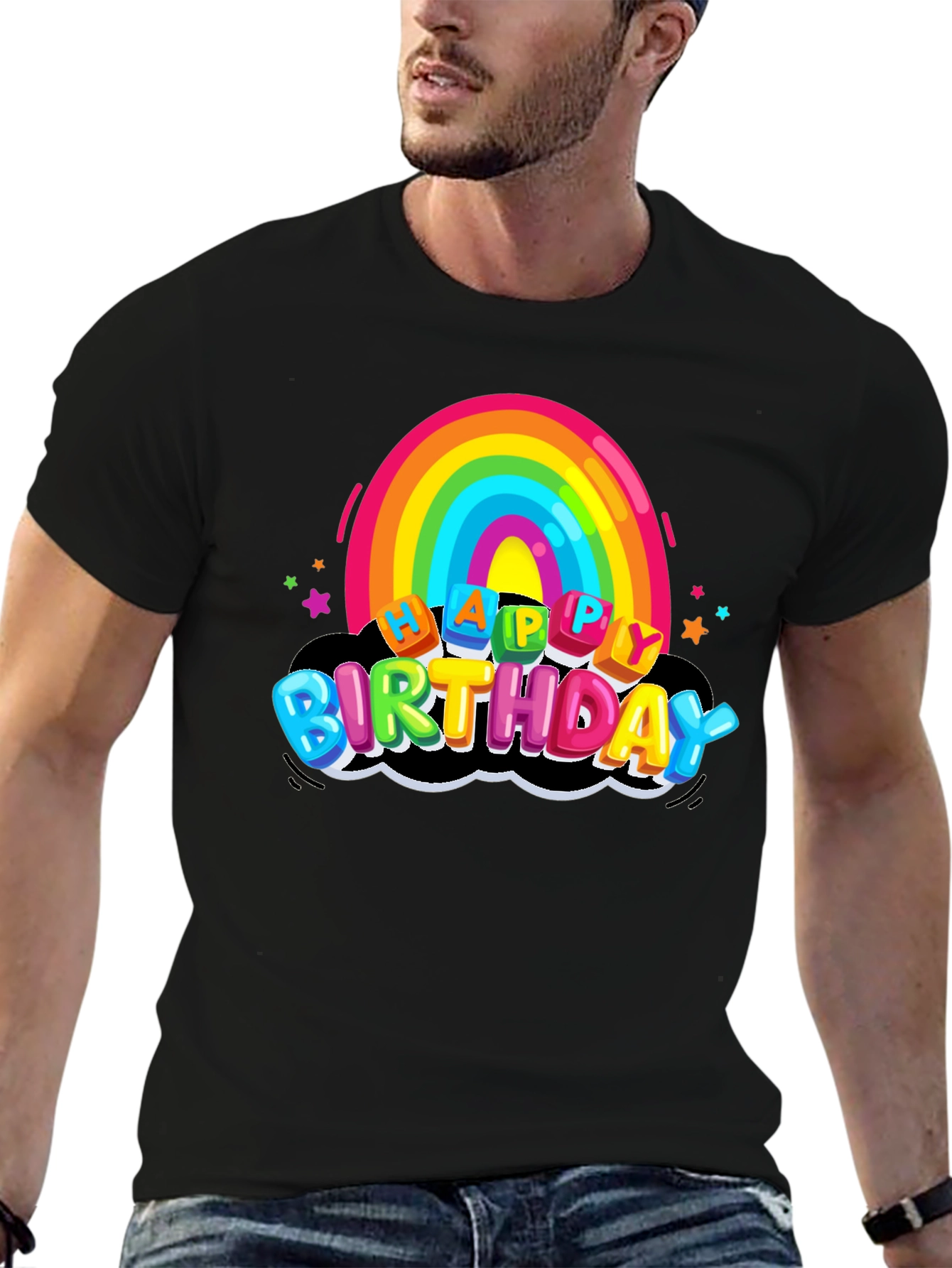Rainbow Happy Birthday Graphic T-Shirt