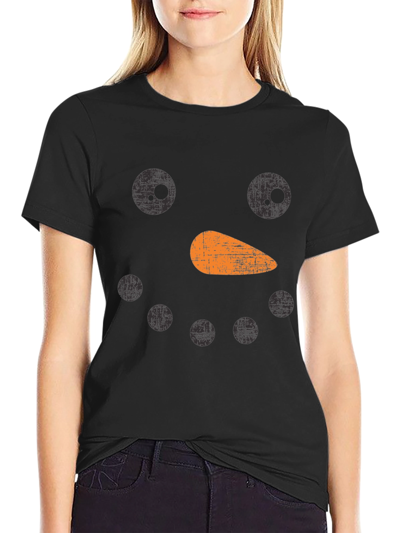 Festive Snowman Face Graphic Tee - Holiday Fun