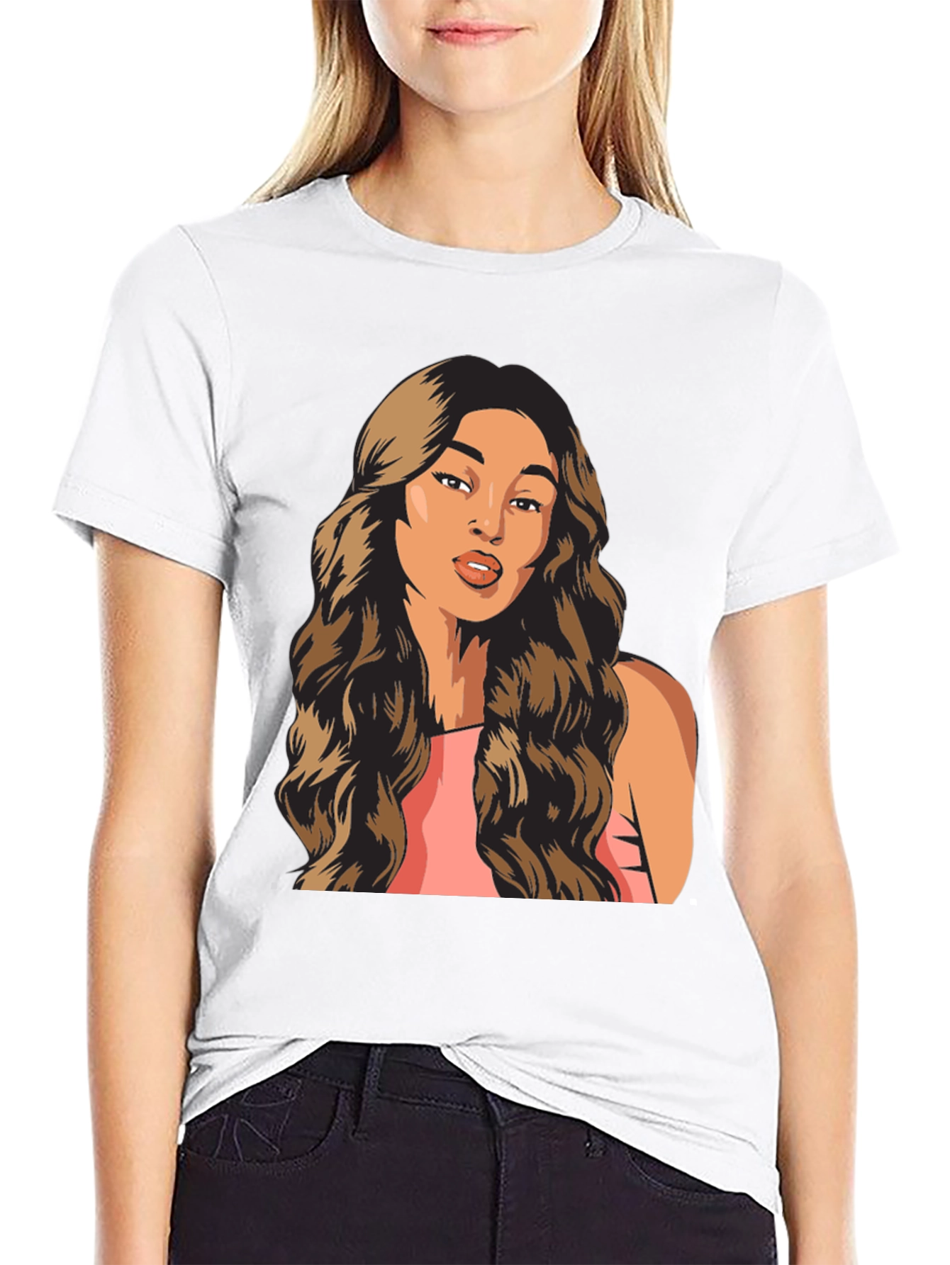 Woman Portrait Graphic T-Shirt Trendy Black Tee