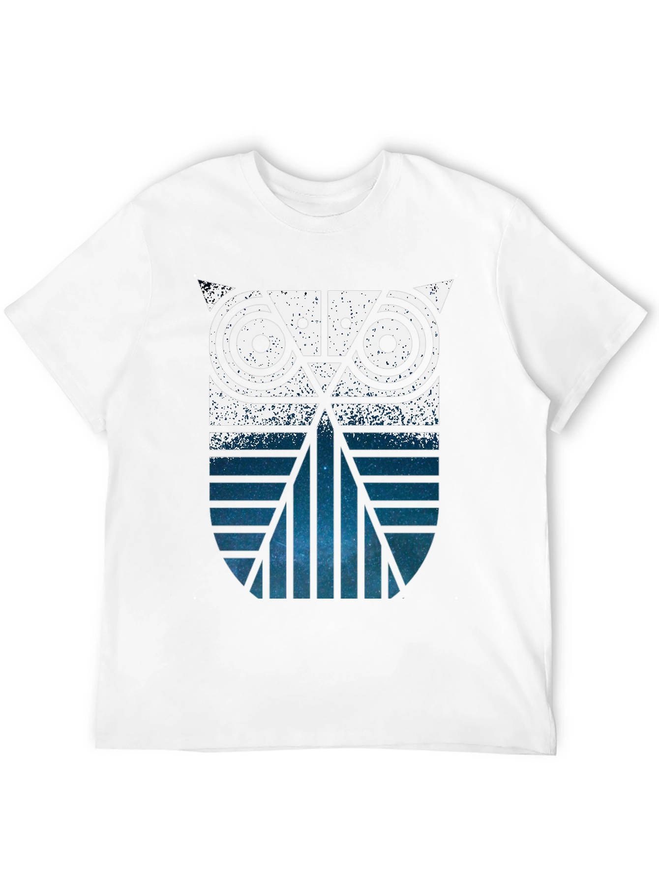Geometric Owl Graphic Print Black T-Shirt