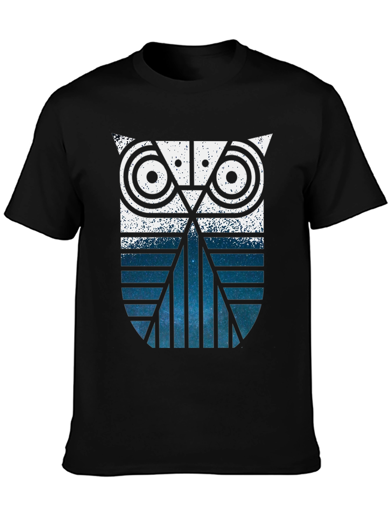 Geometric Owl Graphic Print Black T-Shirt