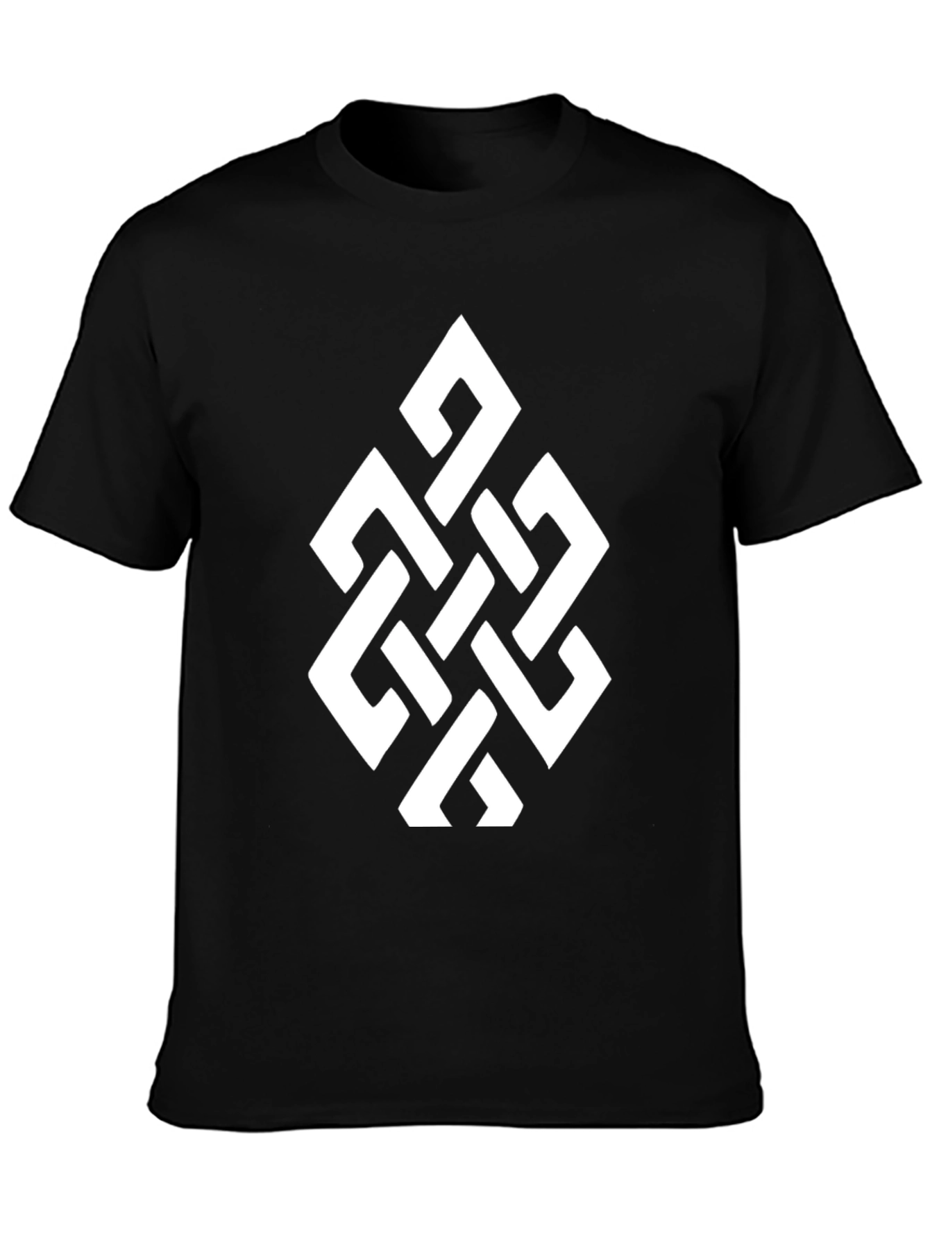 Black T-Shirt with White Celtic Knot Design