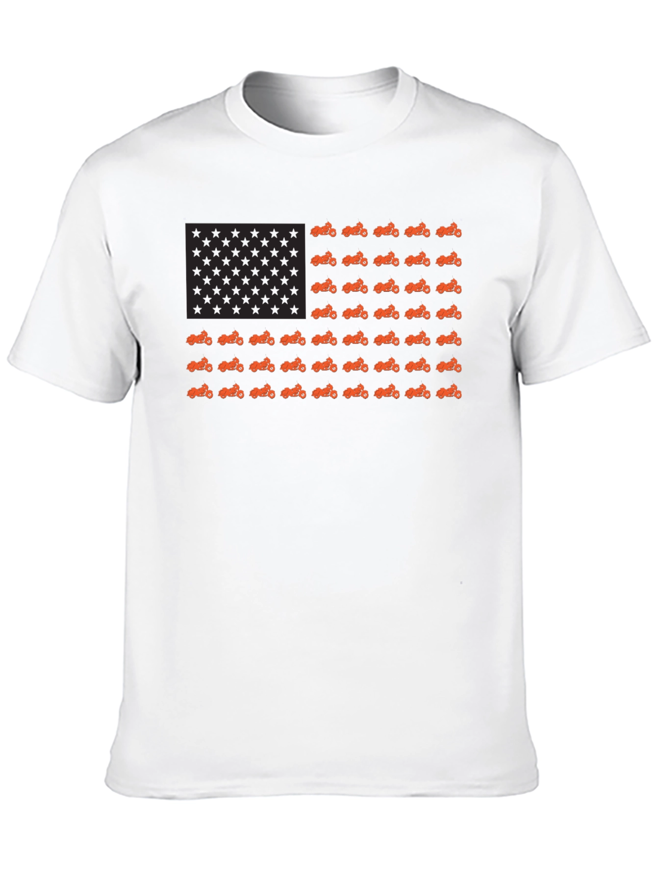 Motorcycle American Flag Black T-Shirt