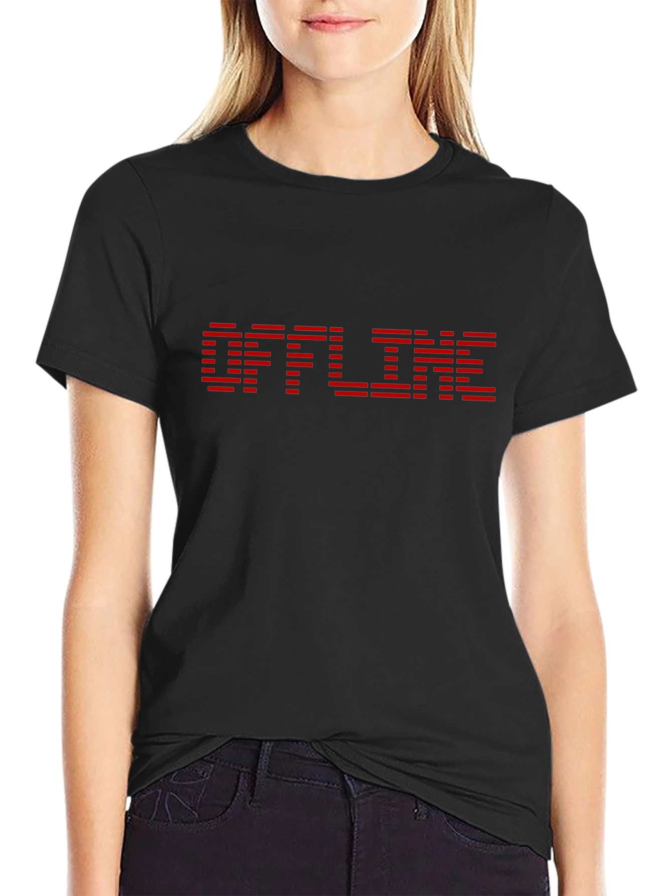 Offline Graphic Tee - Black Cotton Casual Shirt