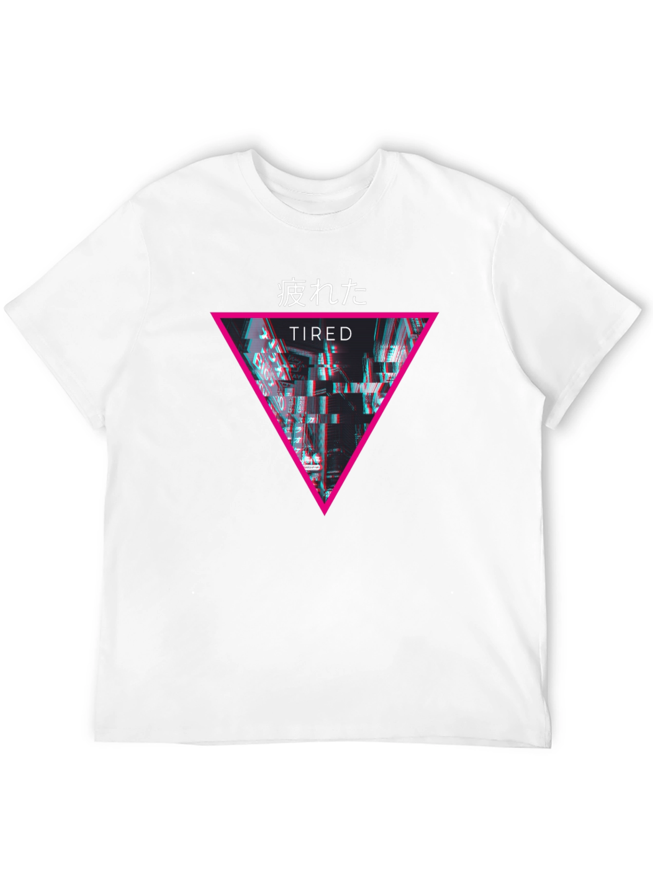 Tired Glitch Aesthetic Black T-Shirt