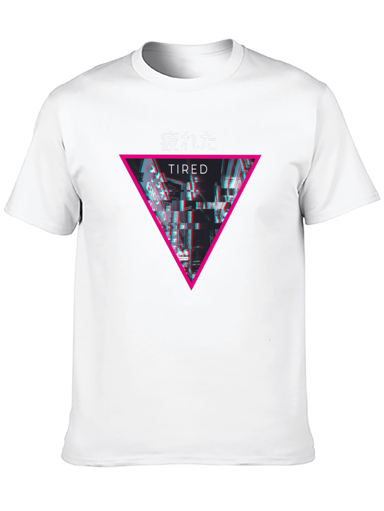 Tired Glitch Aesthetic Black T-Shirt