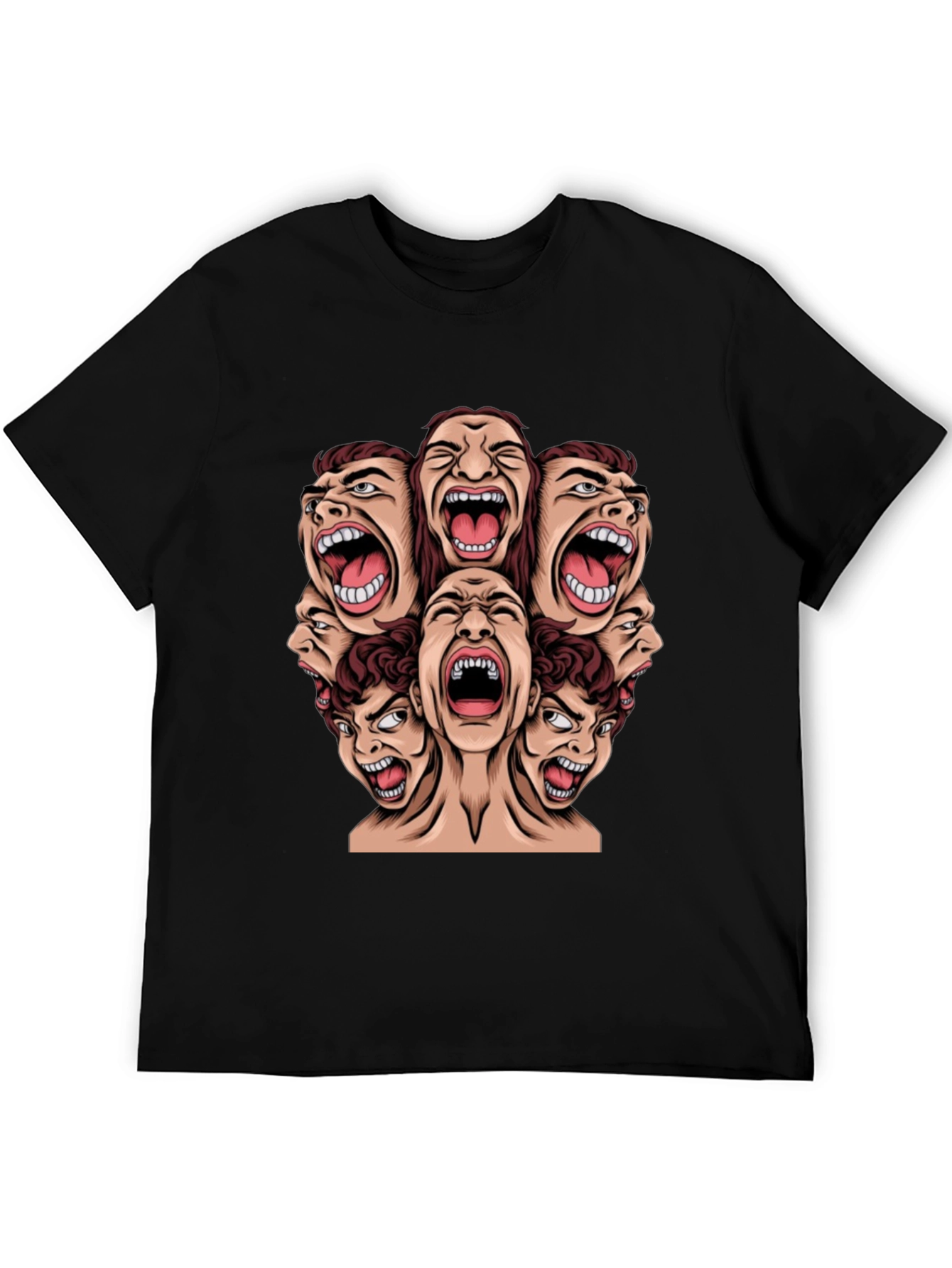 Screaming Faces Graphic Black T-Shirt