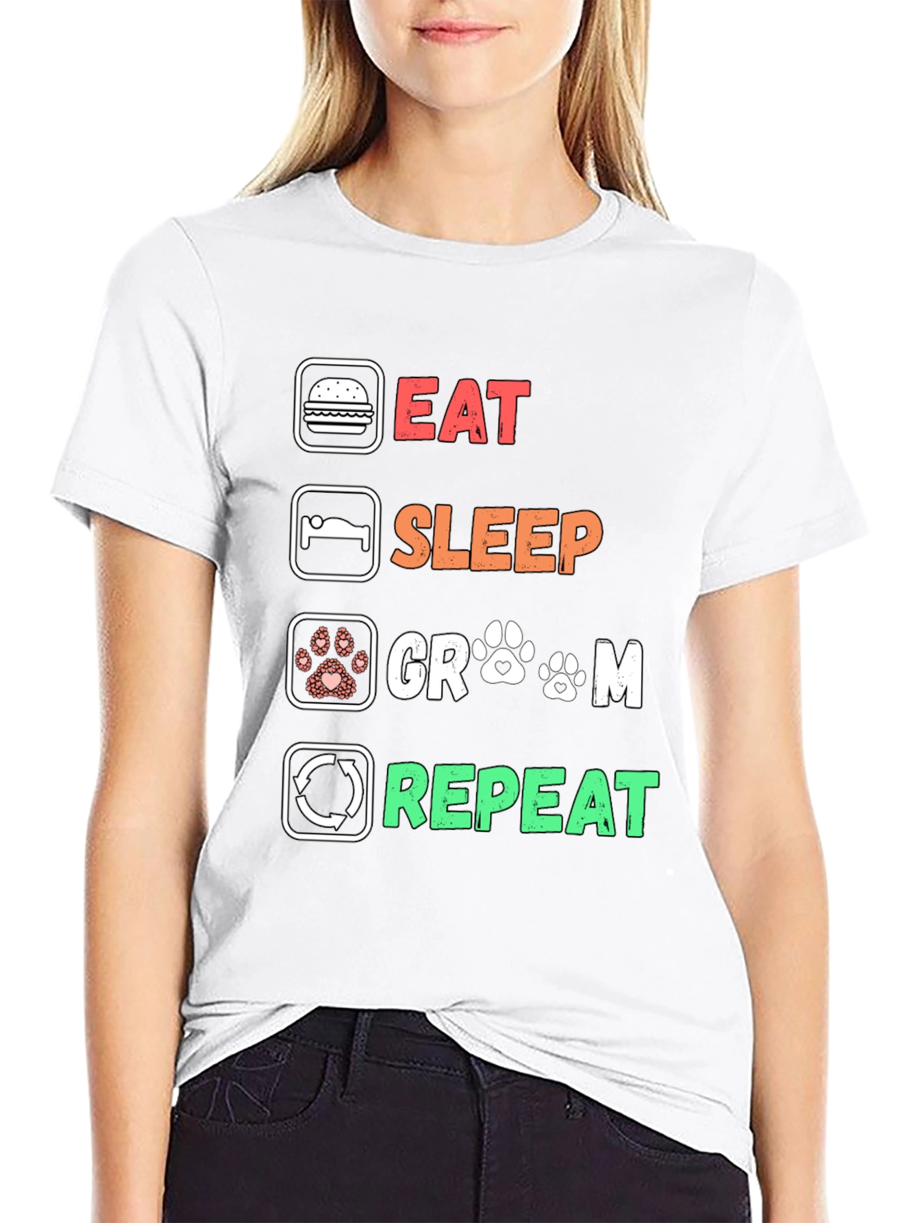 Eat Sleep Groom Repeat Black T-Shirt