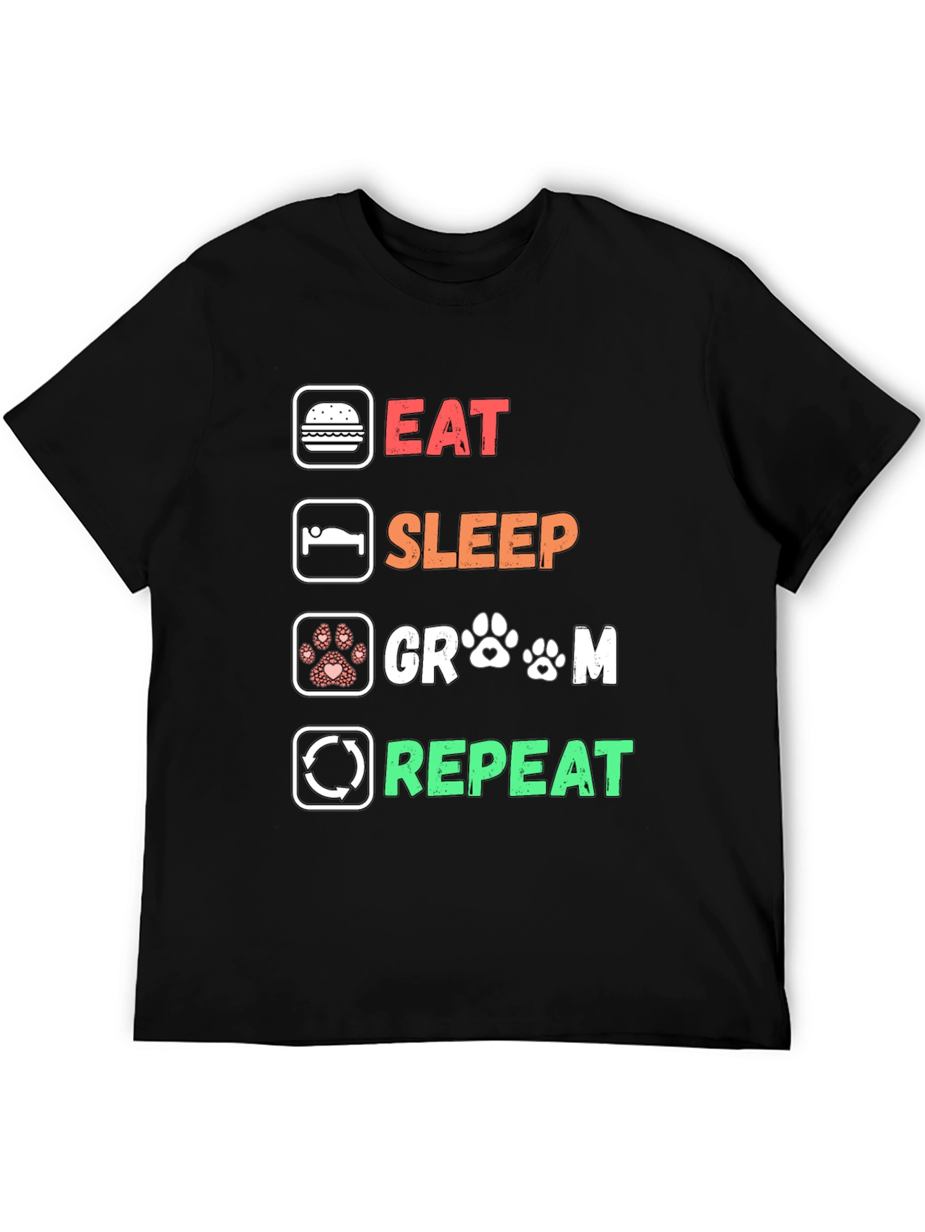 Eat Sleep Groom Repeat Black T-Shirt