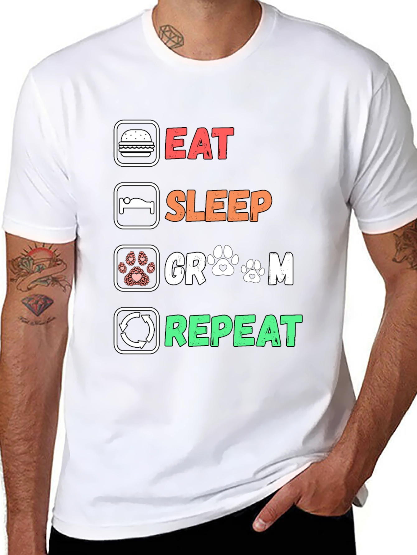Eat Sleep Groom Repeat Black T-Shirt