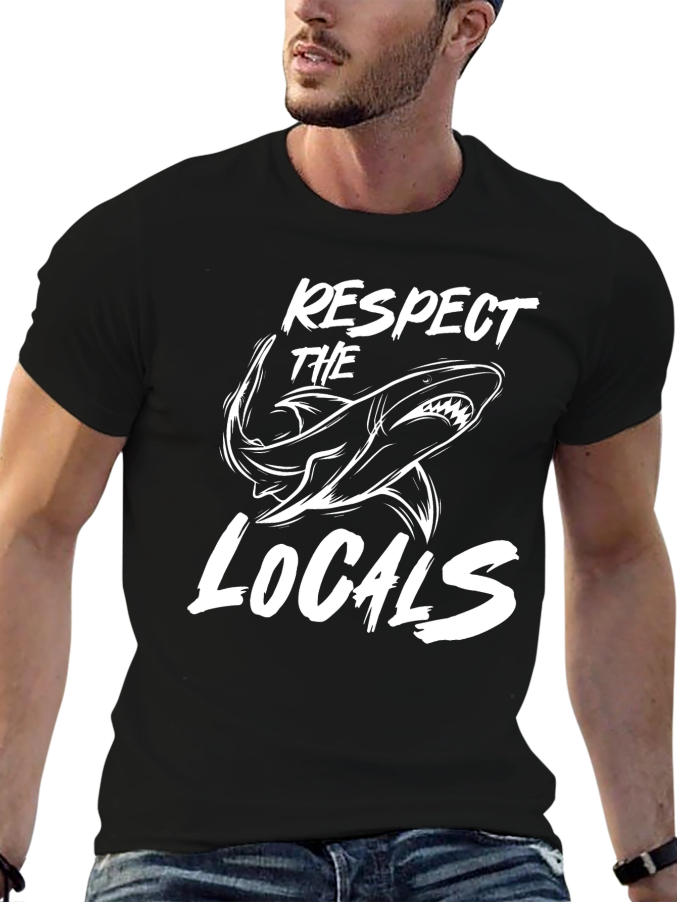 Respect the Locals Shark Graphic Tee - Black